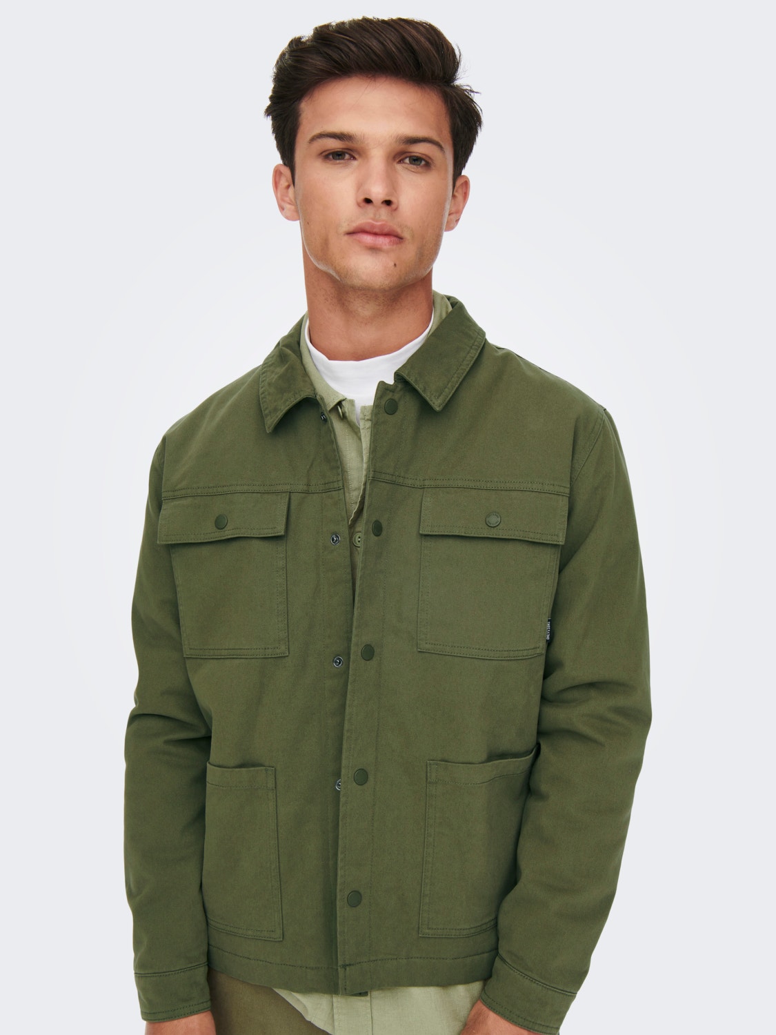 ONLY & SONS Spread collar Buttoned cuffs Jacket -Olive Night - 22022098