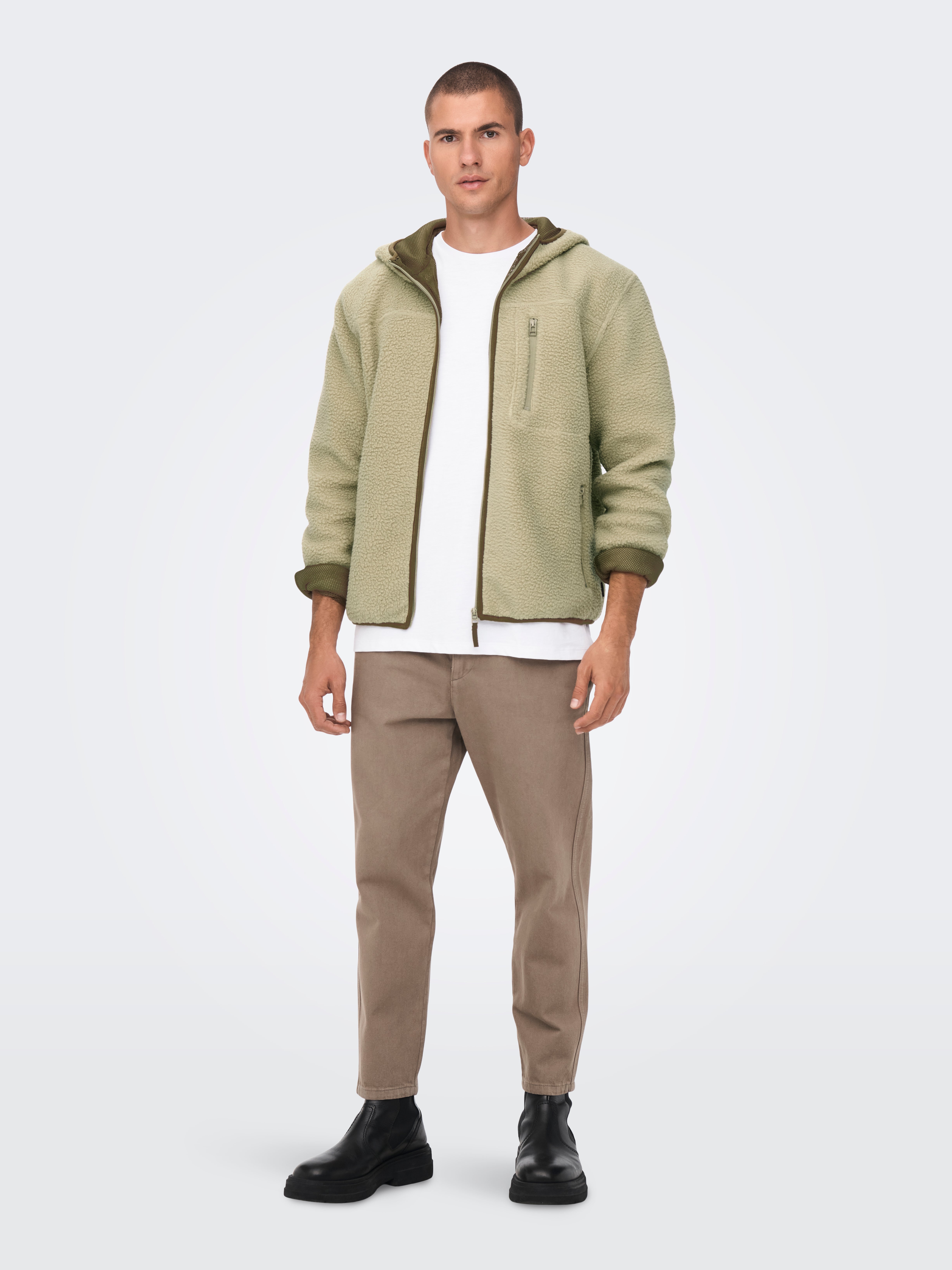 Hooded fleece jacket | Medium Grey 