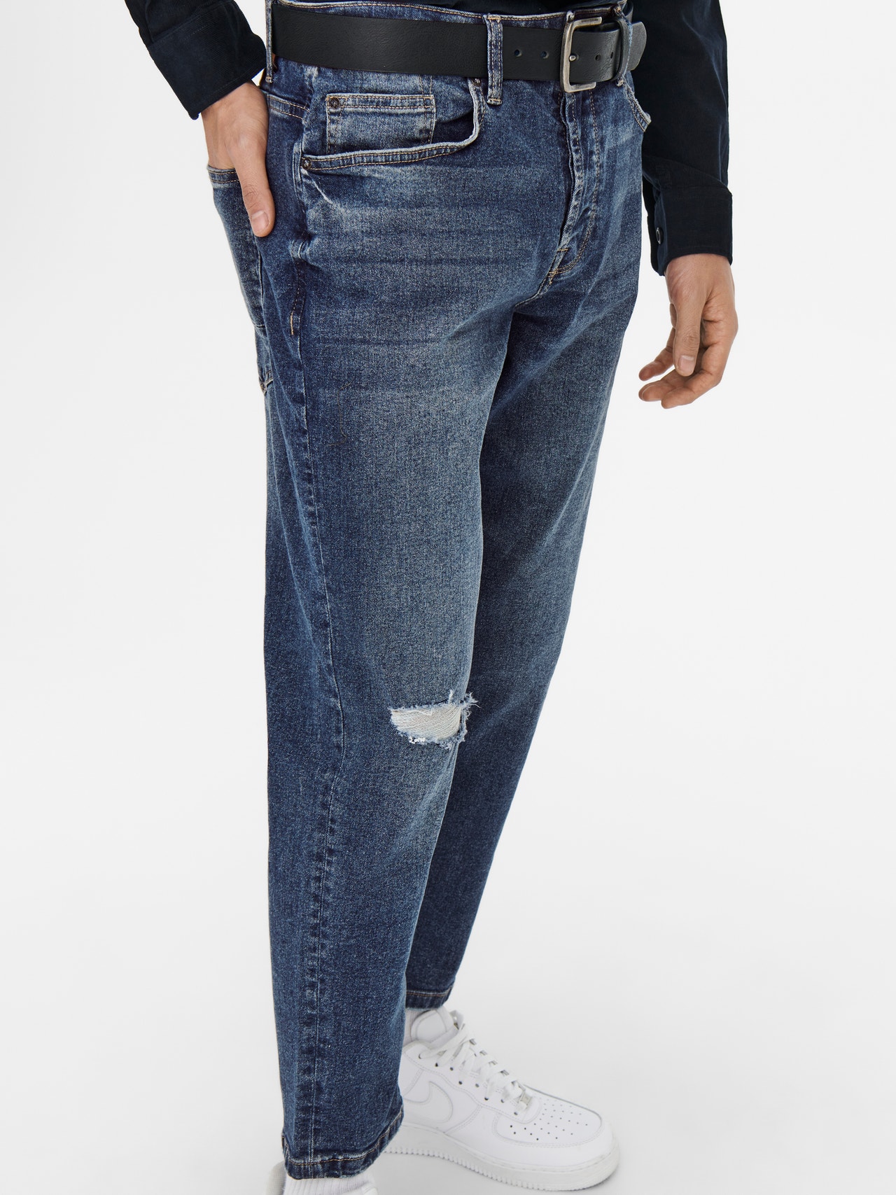 ONLY & SONS Tapered Fit Destroyed hems Jeans -Blue Denim - 22022104