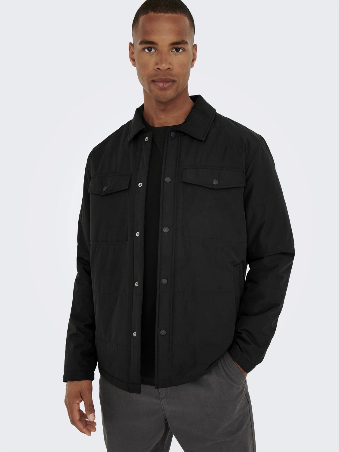 Spread collar Quilted Jacket | Black | ONLY & SONS®