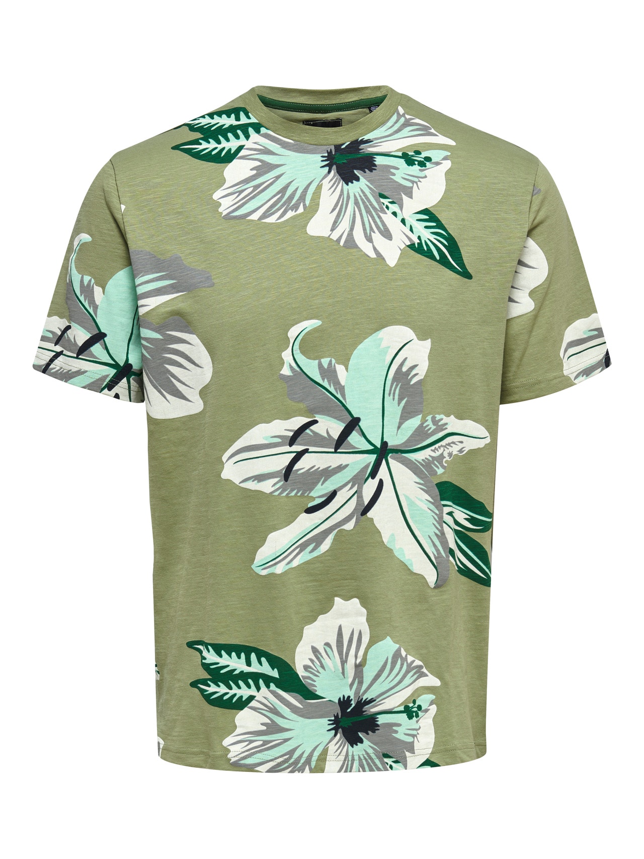ONLY & SONS O-neck t-shirt with print -Oil Green - 22022164