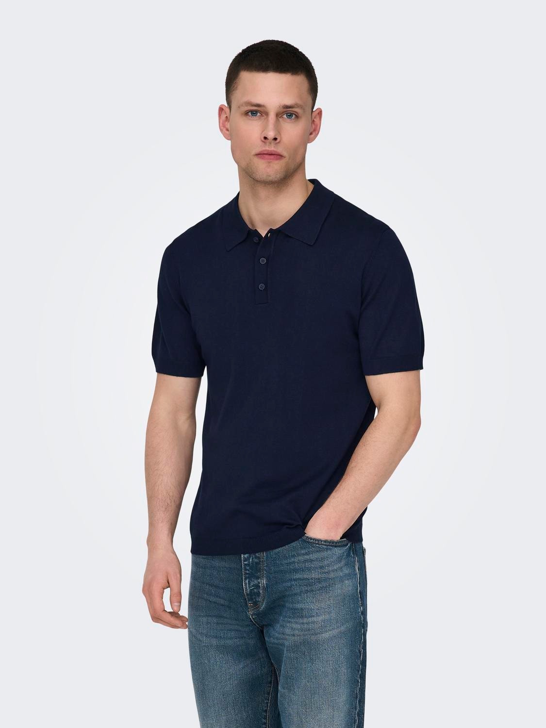 ONLY & SONS Knitted polo -Dark Navy - 22022219
