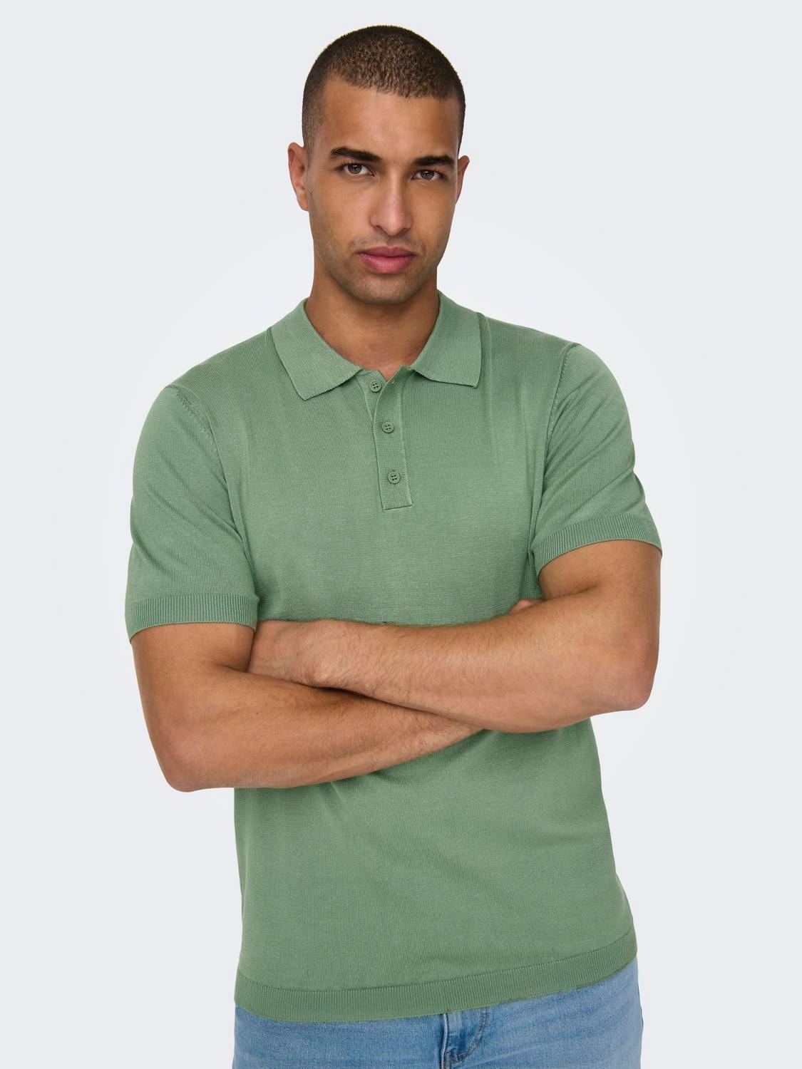 ONLY & SONS Normal passform Piké Pullover -Hedge Green - 22022219