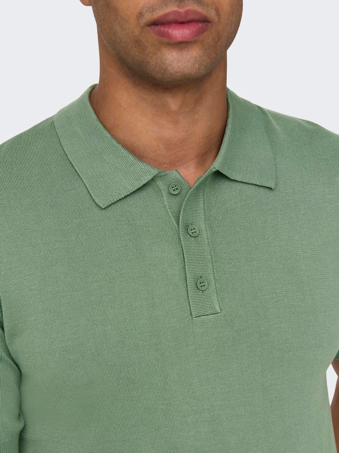 ONLY & SONS Regular Fit Polo Genser -Hedge Green - 22022219