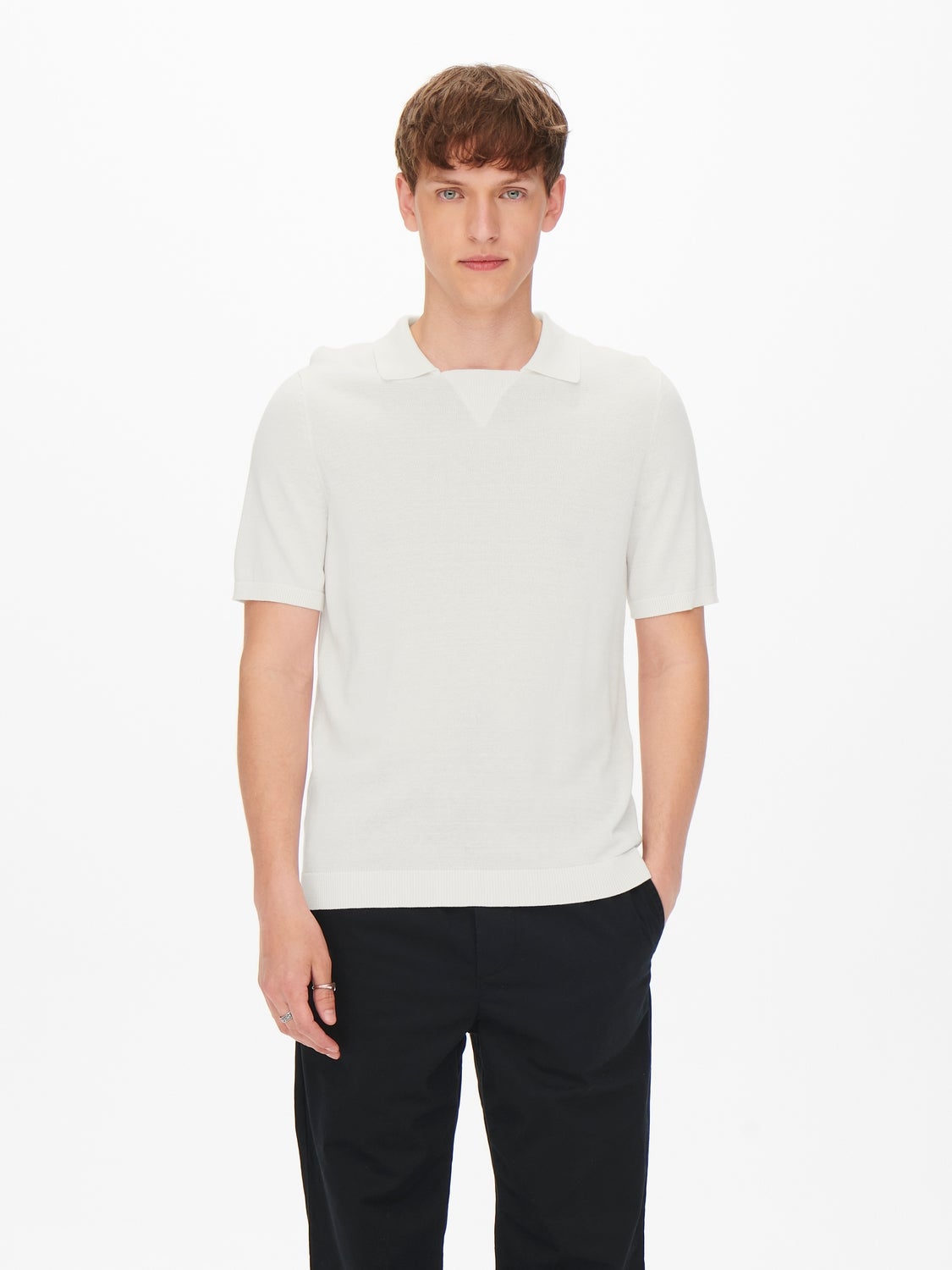 Only & Sons Oversized Knit Polo with Quarter Zip