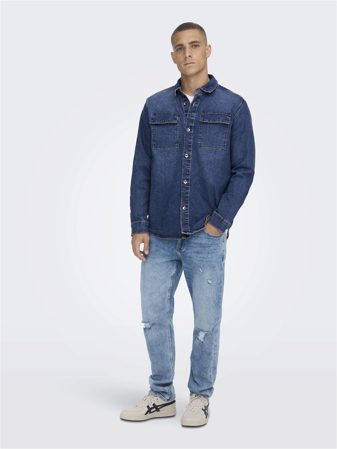 Only and sons denim hot sale shirt