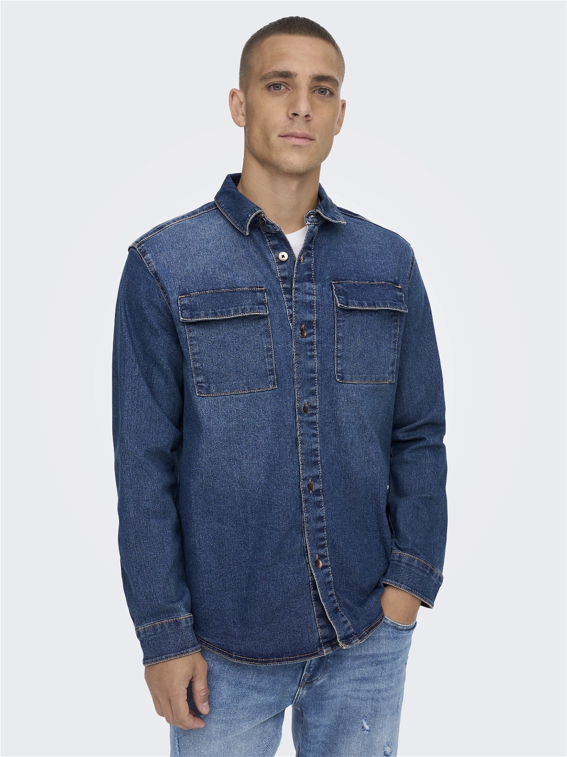 ONLY & SONS Regular Fit Shirt -Blue Denim - 22022348