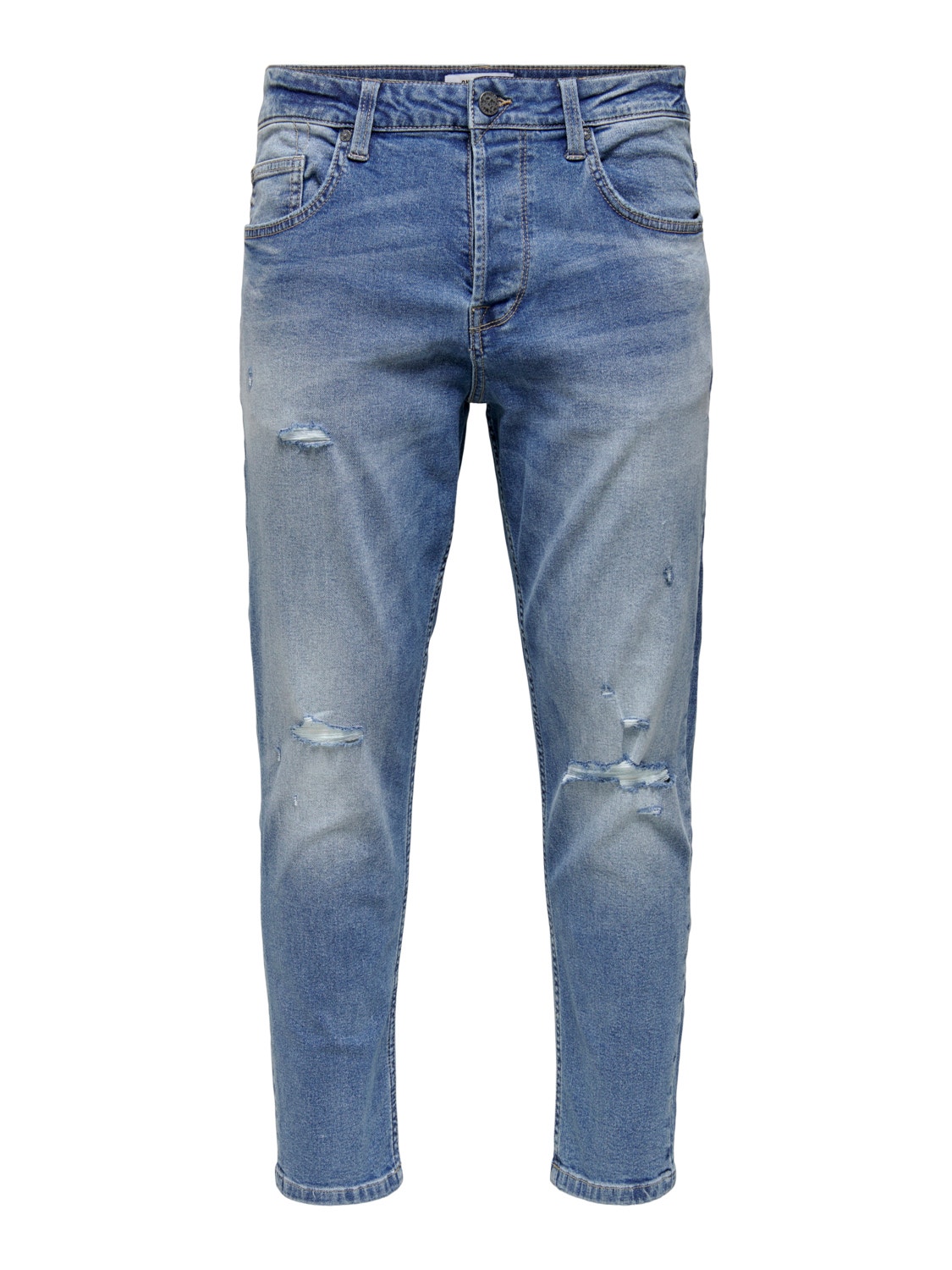 ONLY & SONS Jeans Tapered Fit Taille moyenne Ourlé destroy -Blue Denim - 22022368