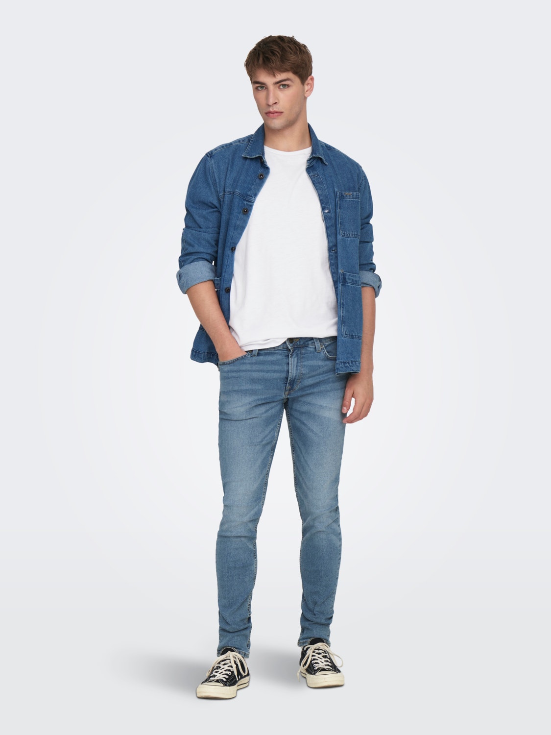 ONLY & SONS Slim Fit Mittlere Taille Jeans -Blue Denim - 22022371