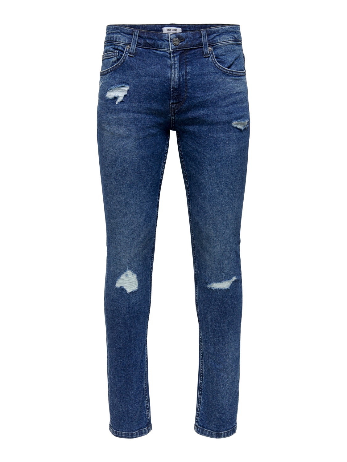 ONLY & SONS Jeans Slim Fit Taille moyenne Ourlé destroy -Blue Denim - 22022374