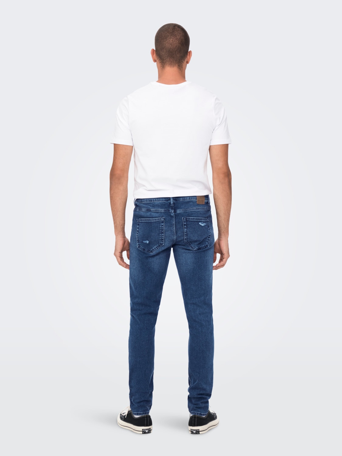 ONLY & SONS Slim Fit Mid waist Destroyed hems Jeans -Blue Denim - 22022374
