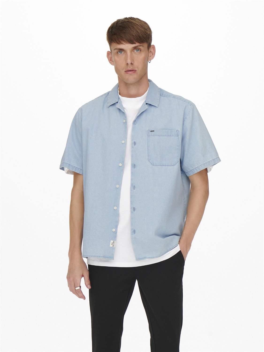Semicírculo Moderador Extremo Camisas Corte regular Cuello de camisa | Azul intermedio | ONLY & SONS®