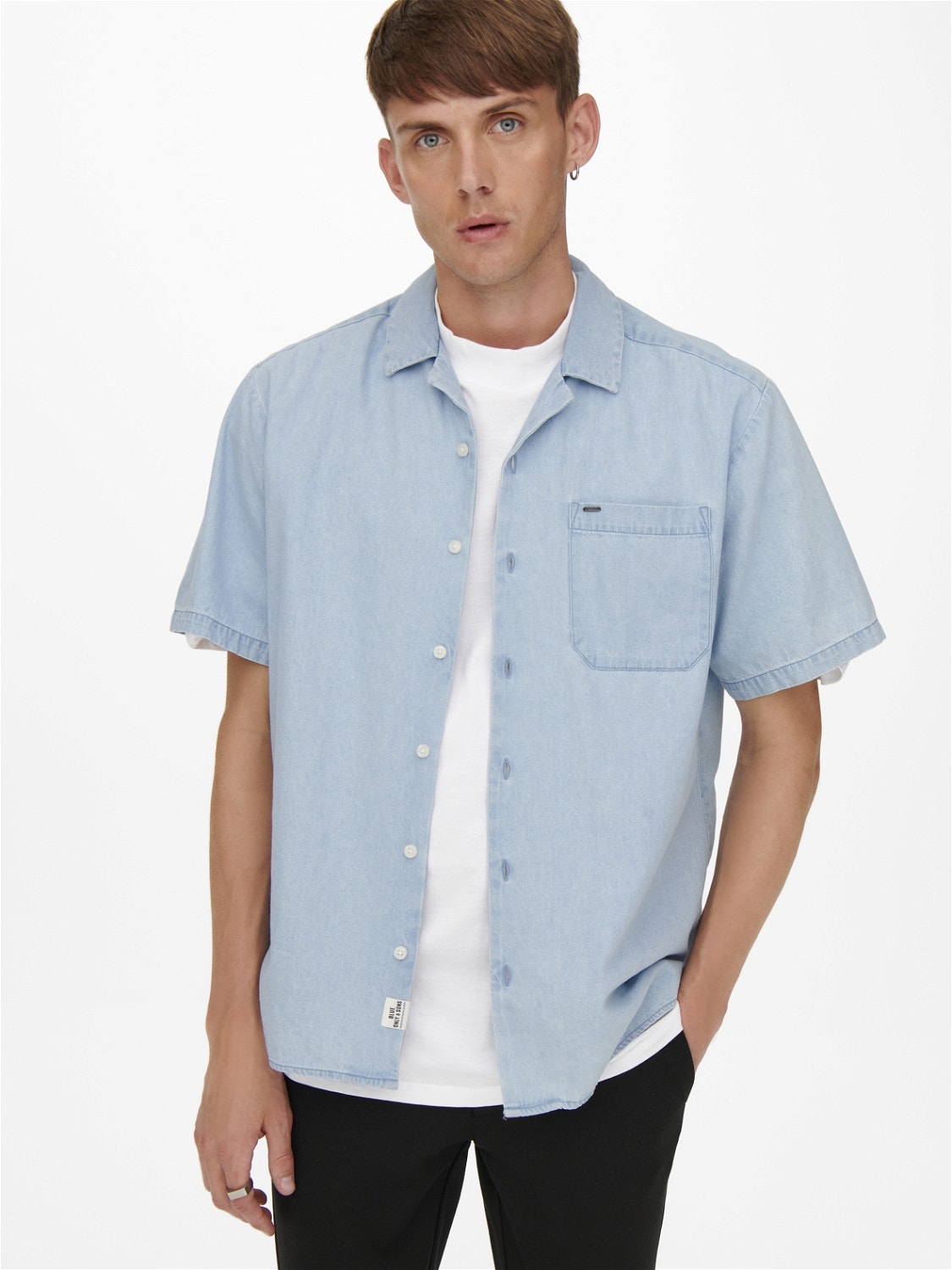 ONLY & SONS Camisas Corte regular Cuello de camisa -Blue Denim - 22022388