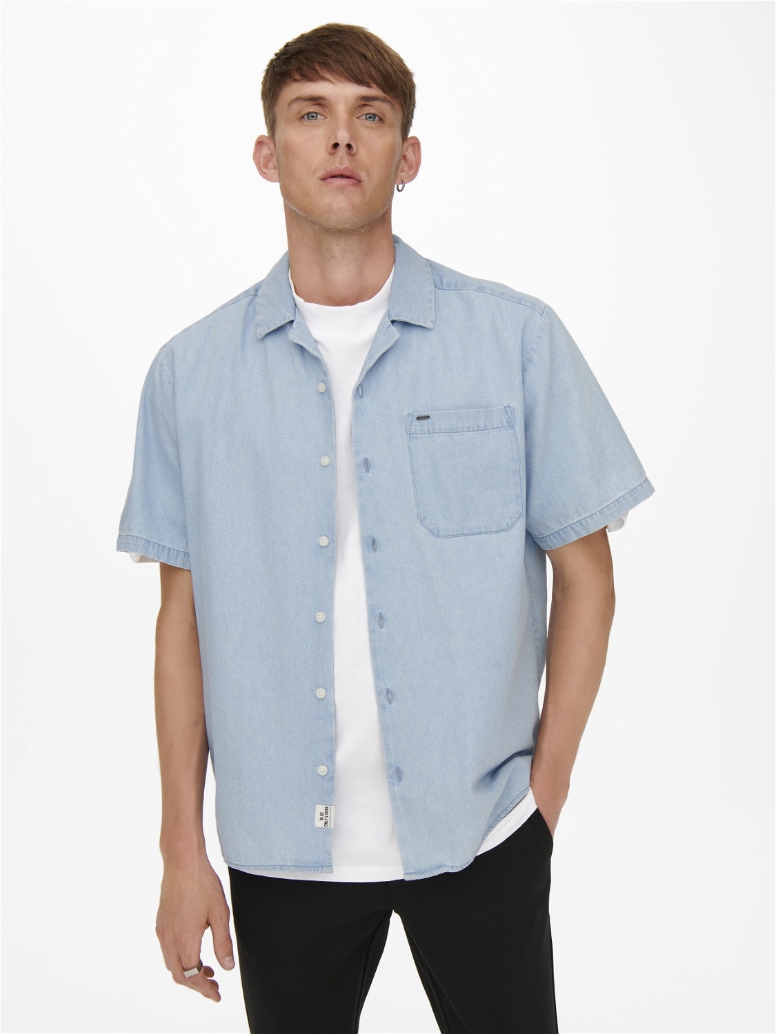 ONLY & SONS Regular Fit Shirt collar Shirt -Blue Denim - 22022388