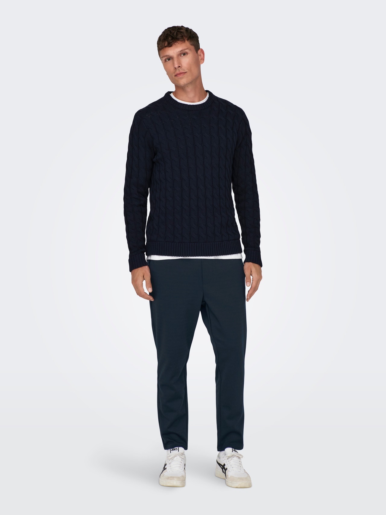 ONLY & SONS Tapered fit - Cropped Mid waist Drawstring hems Trousers -Dark Navy - 22022454