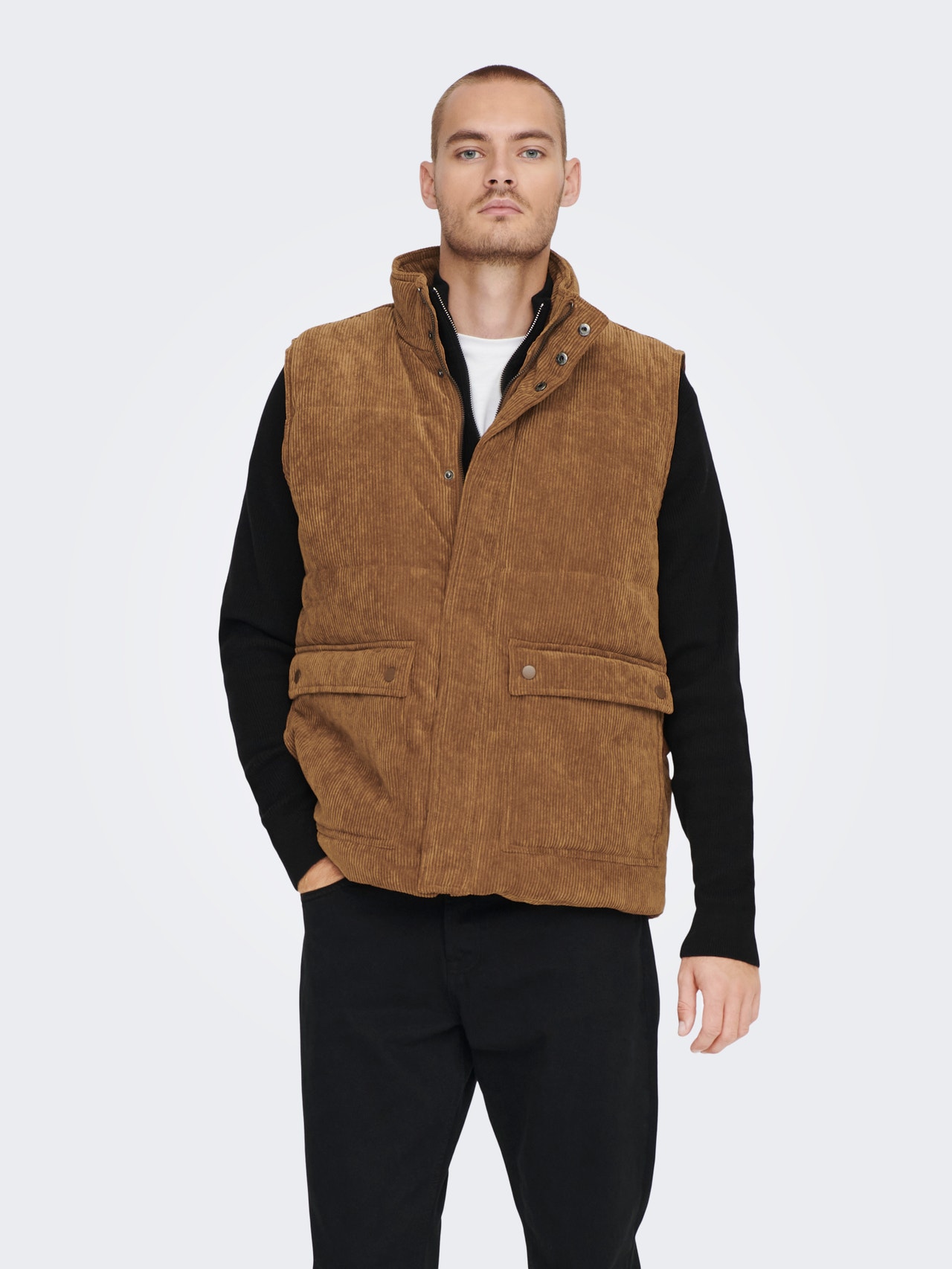 ONLY & SONS Corduroy puffer vest -Partridge - 22022506