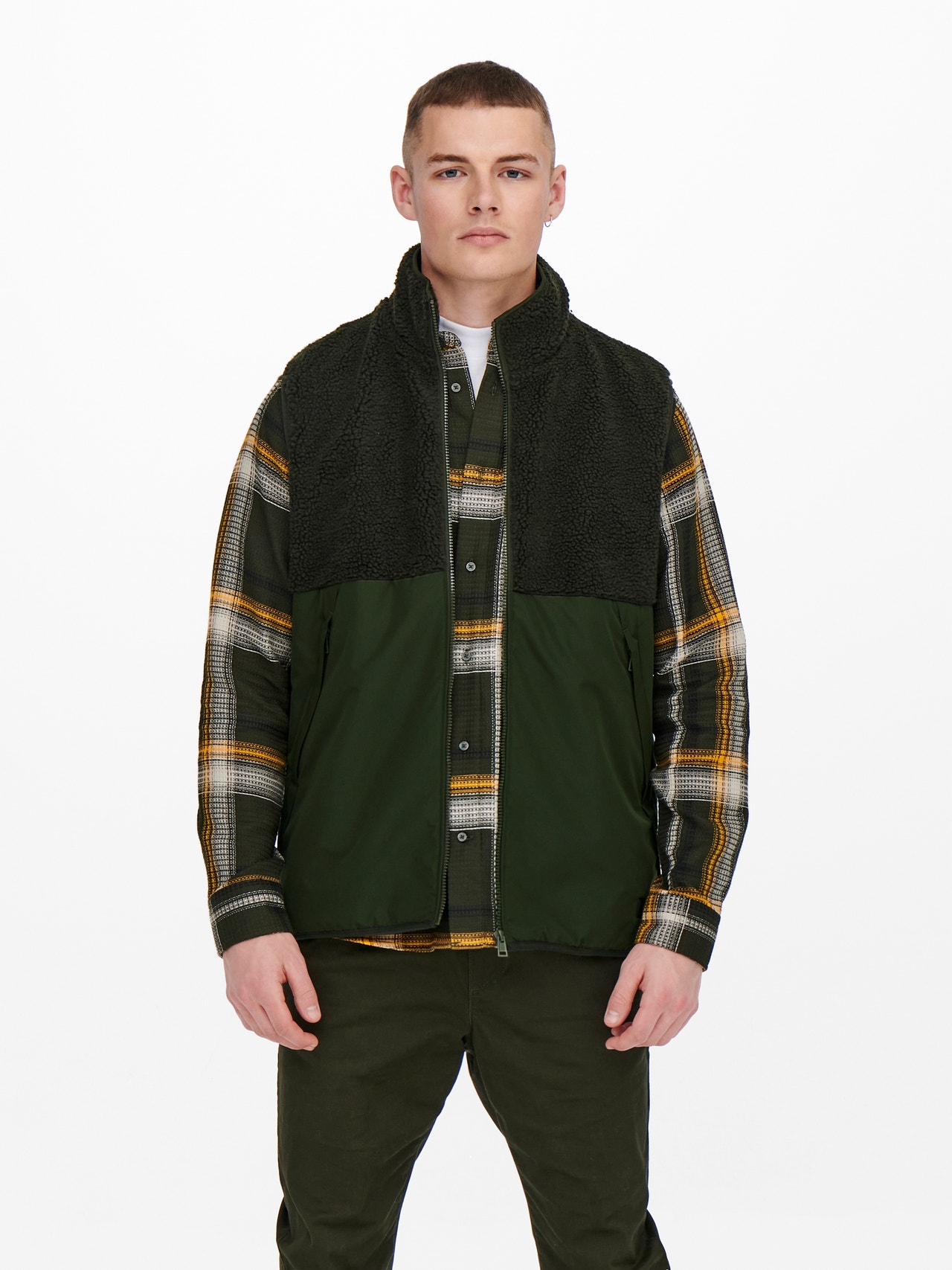 ONLY & SONS Sherpa mix waistcoat -Rosin - 22022513