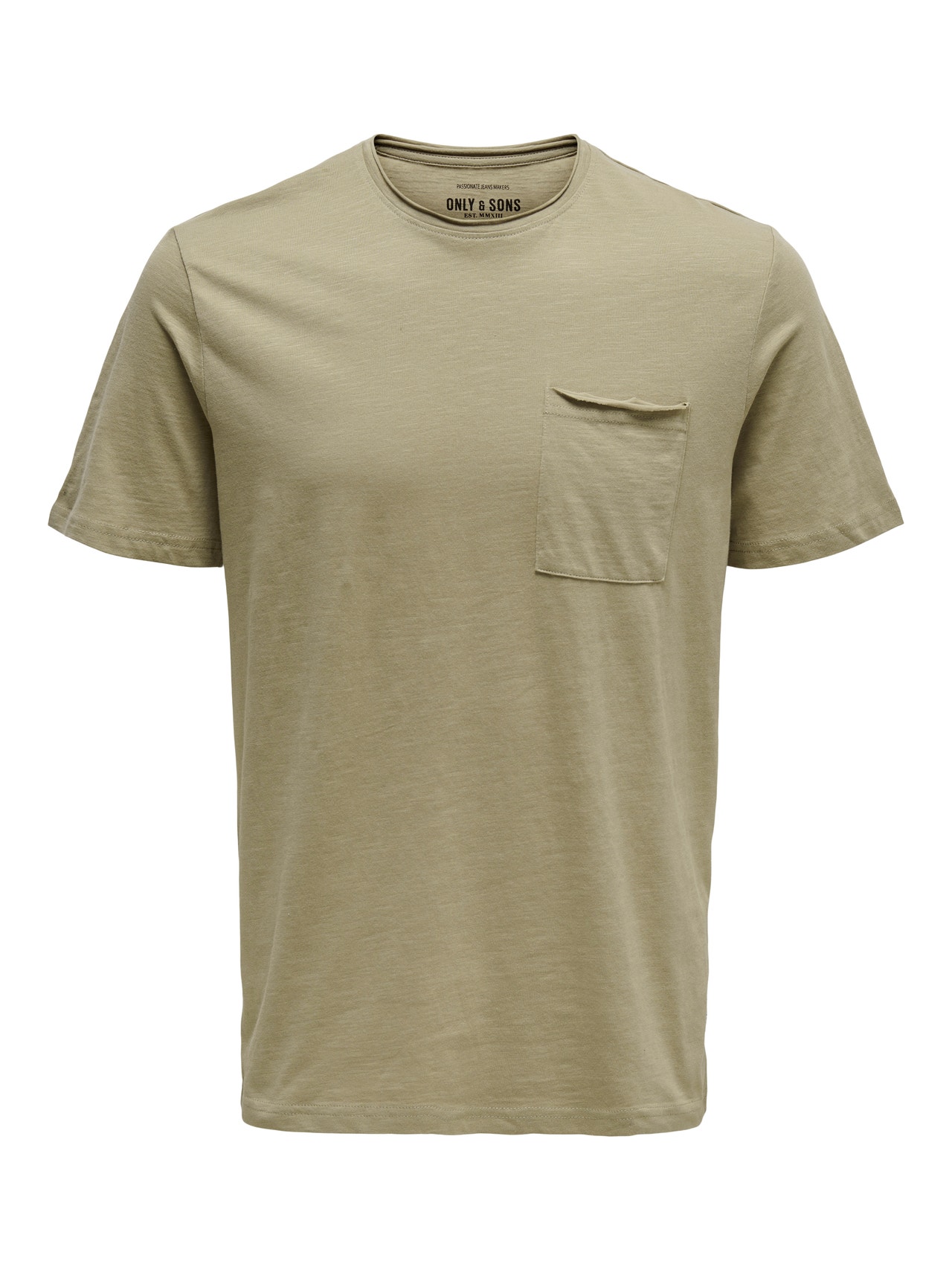 ONLY & SONS O-neck t-shirt with chest pocket -Chinchilla - 22022531