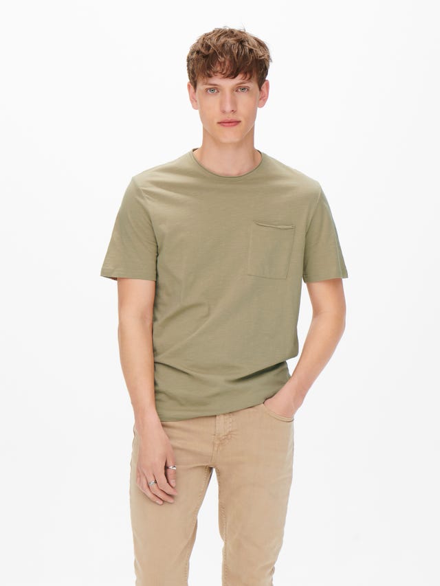 ONLY & SONS O-hals t-shirt med brystlomme - 22022531
