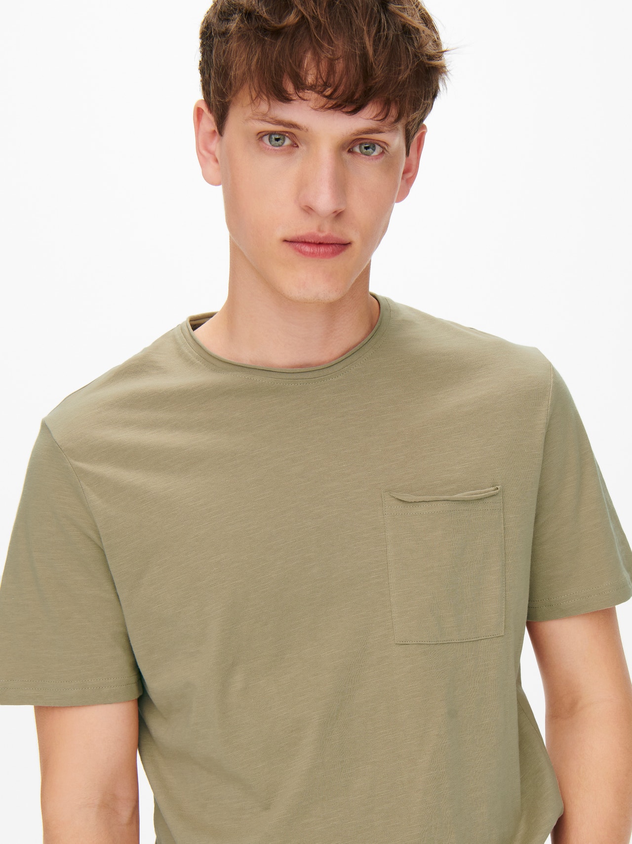 ONLY & SONS Normal passform O-ringning T-shirt -Chinchilla - 22022531