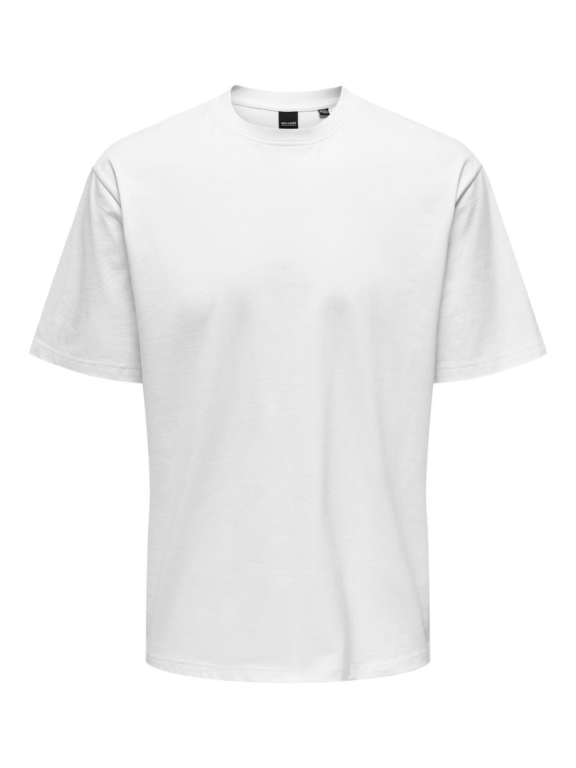 ONLY & SONS Avslappnad O-ringning T-shirt -Bright White - 22022532