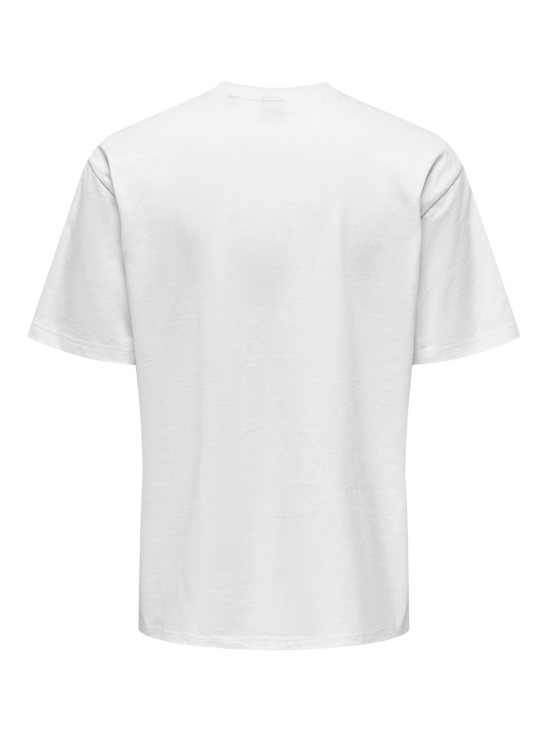 ONLY & SONS Avslappnad O-ringning T-shirt -Bright White - 22022532