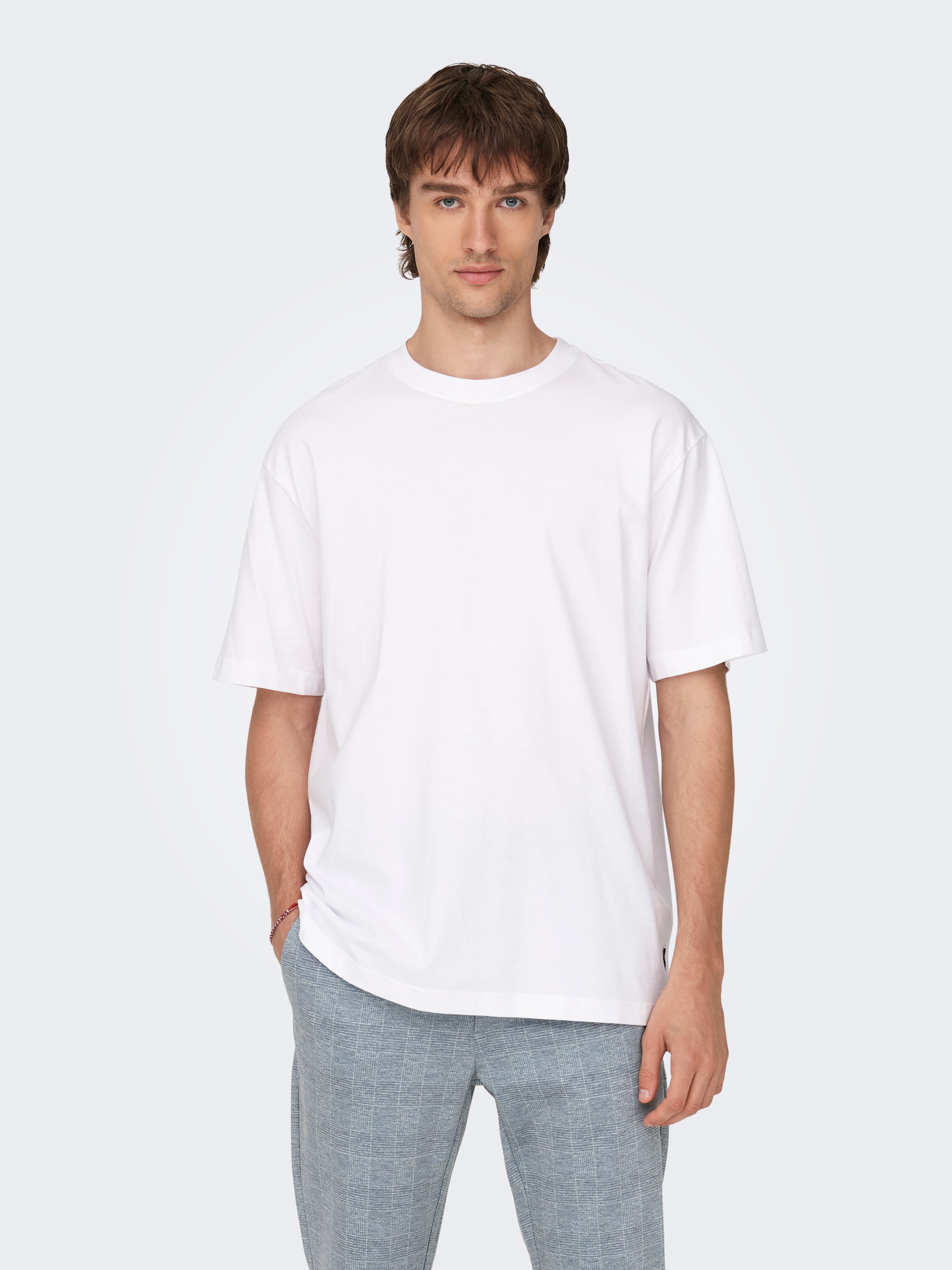 【Only & Sons】半袖 オーバーサイズ Tシャツ ホワイト/送料無料 楽天市場】Tシャツ リブ付ミドルウェイト 五分袖 綿100