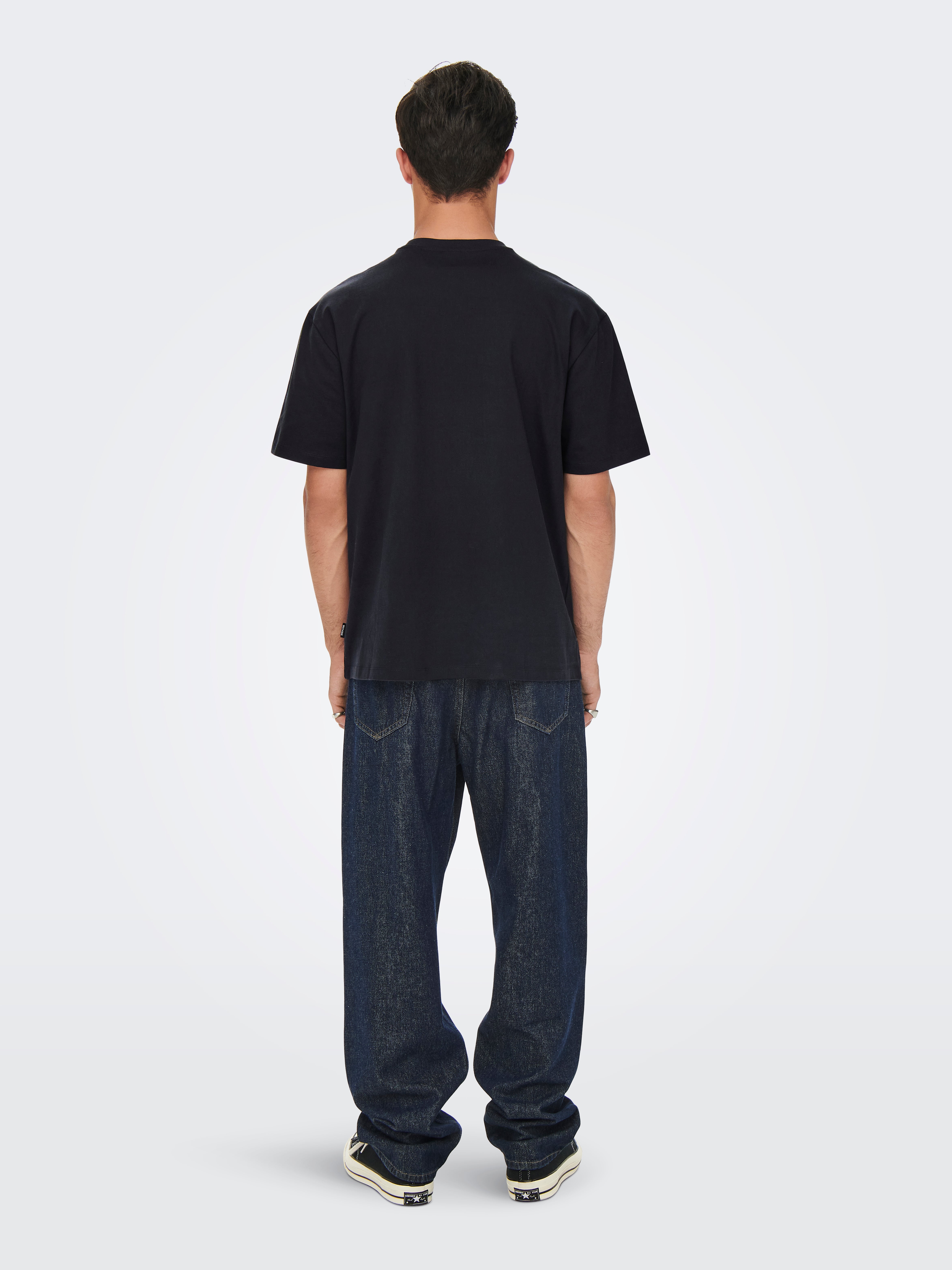 Locker geschnitten Rundhals T-Shirt | Dunkelblau | ONLY & SONS®