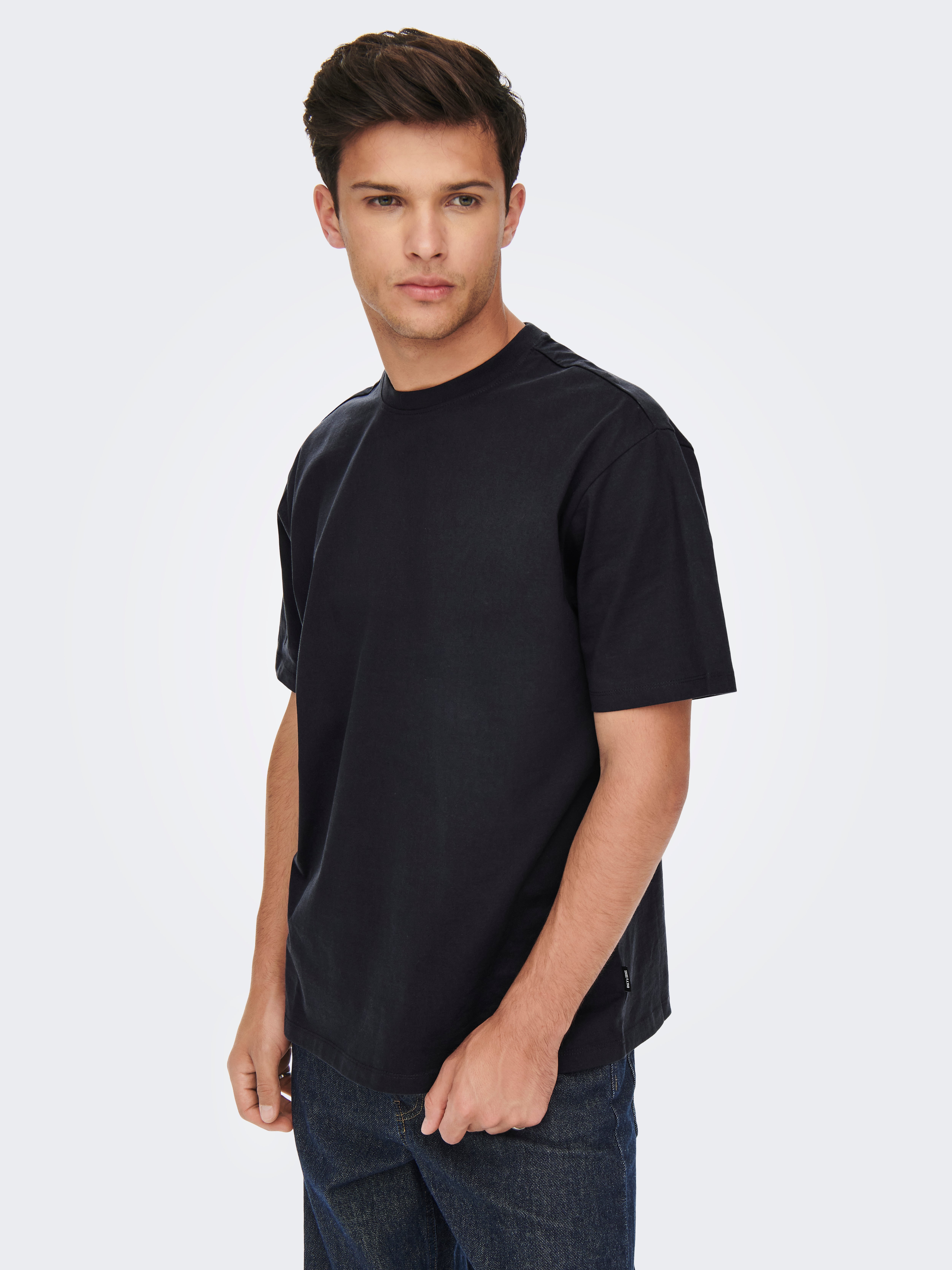 Locker geschnitten Rundhals T-Shirt | Dunkelblau | ONLY & SONS®