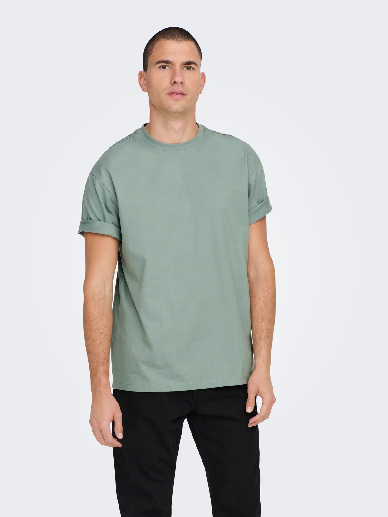ONLY & SONS T-shirts Relaxed Fit Col rond -Chinois Green - 22022532