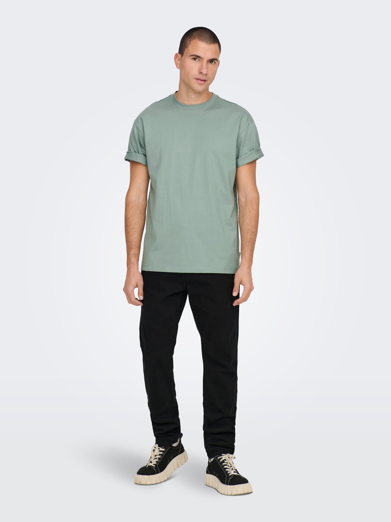 ONLY & SONS T-shirts Relaxed Fit Col rond -Chinois Green - 22022532