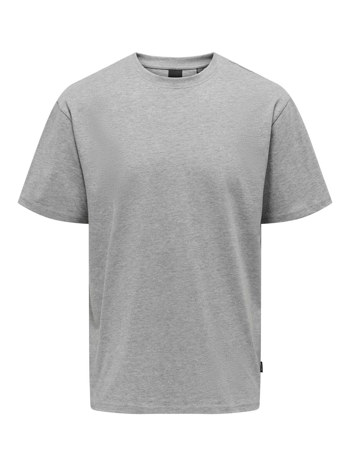 ONLY & SONS T-shirts Relaxed Fit Col rond -Light Grey Melange - 22022532