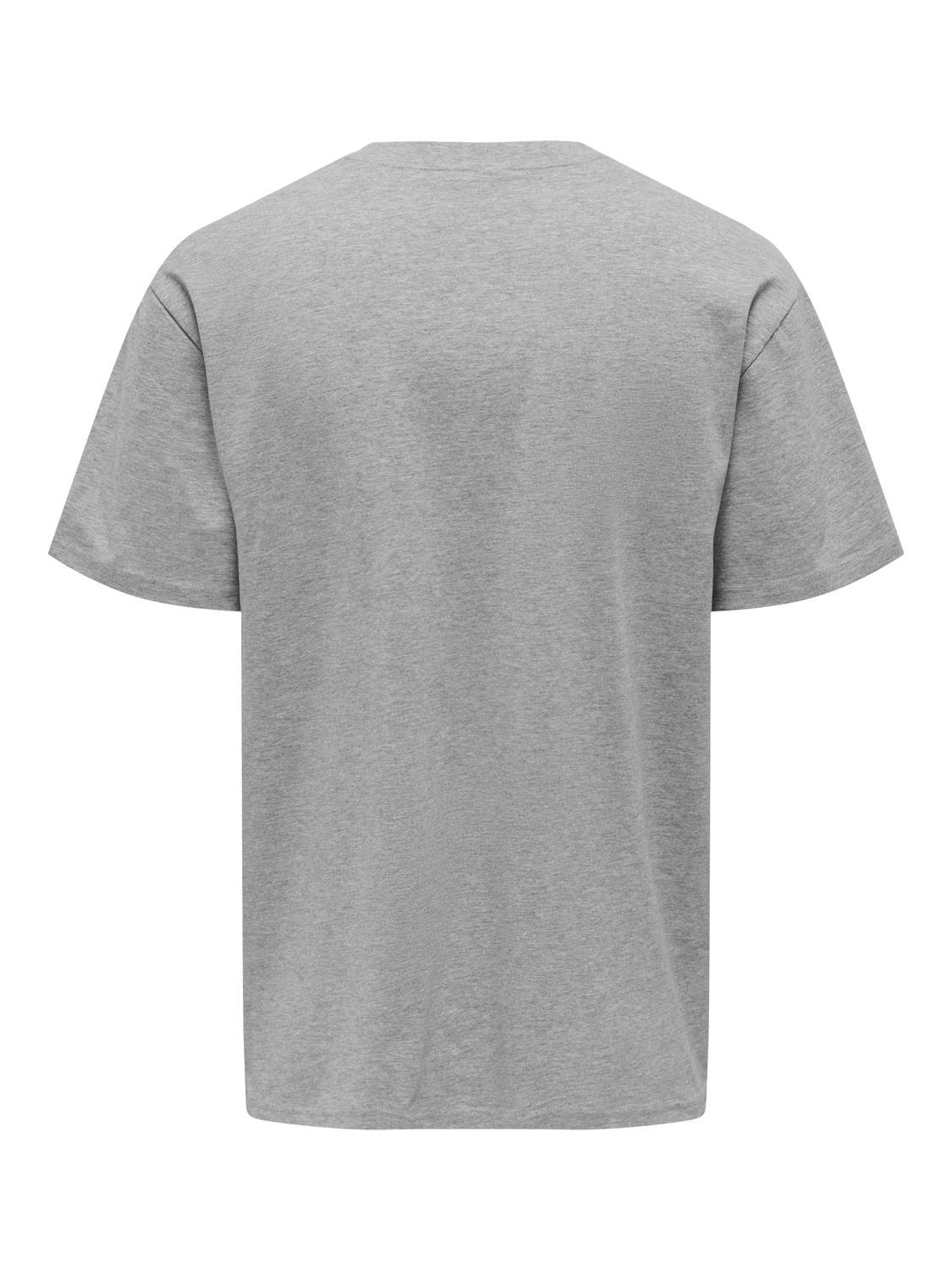 ONLY & SONS Camisetas Corte relaxed Cuello redondo -Light Grey Melange - 22022532