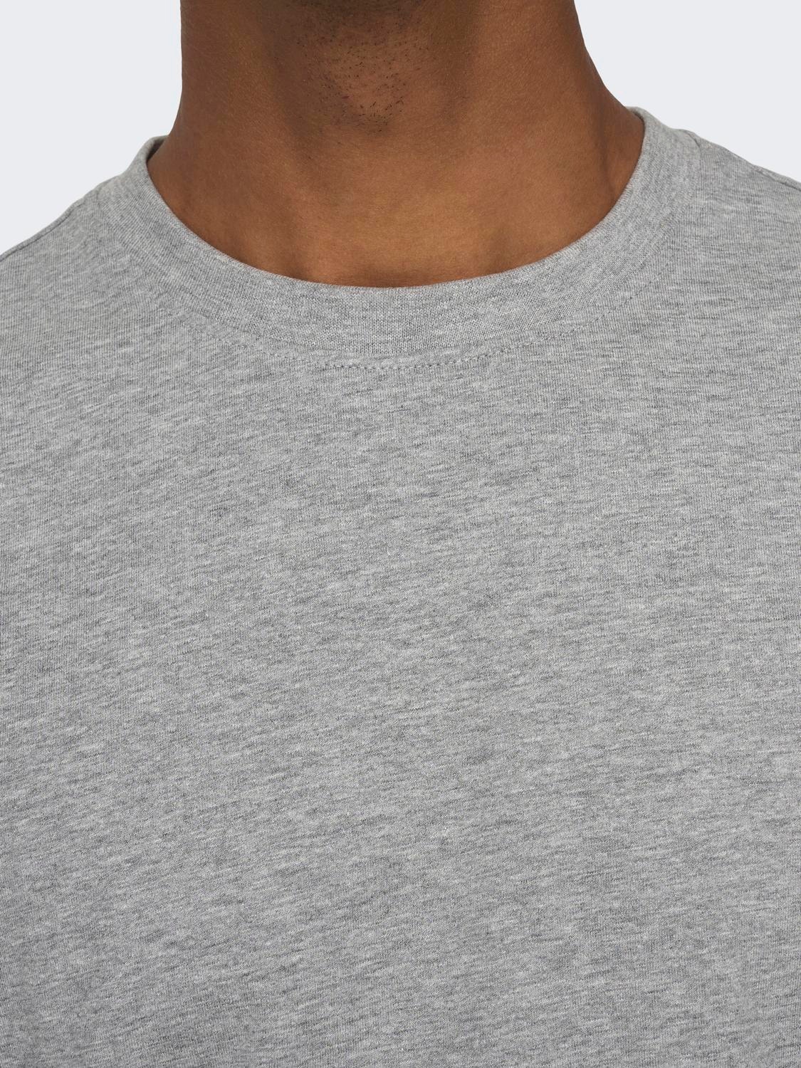 ONLY & SONS Relaxed Fit Round Neck T-Shirt -Light Grey Melange - 22022532