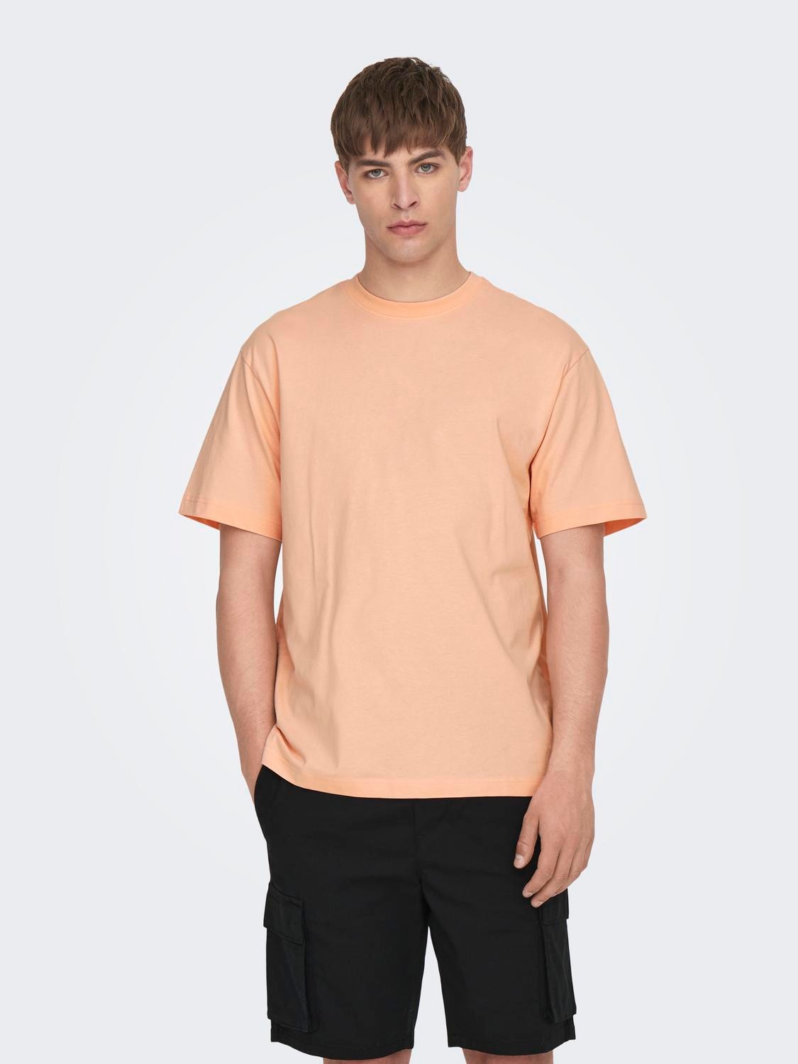 ONLY & SONS Locker geschnitten Rundhals T-Shirt -Peach Nectar - 22022532