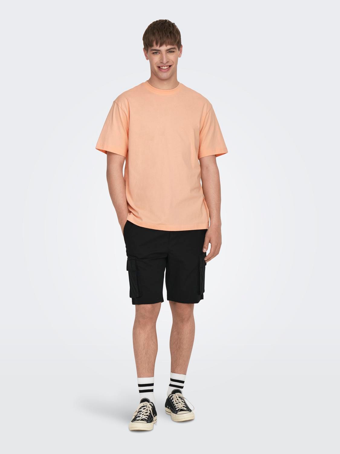 ONLY & SONS Relaxed Fit Round Neck T-Shirt -Peach Nectar - 22022532