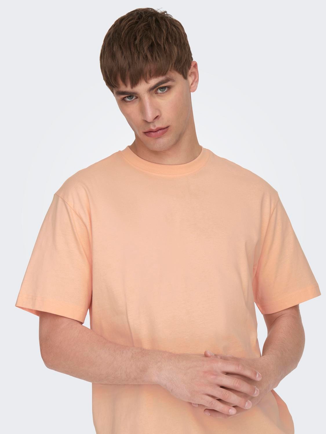 ONLY & SONS T-shirts Relaxed Fit Col rond -Peach Nectar - 22022532