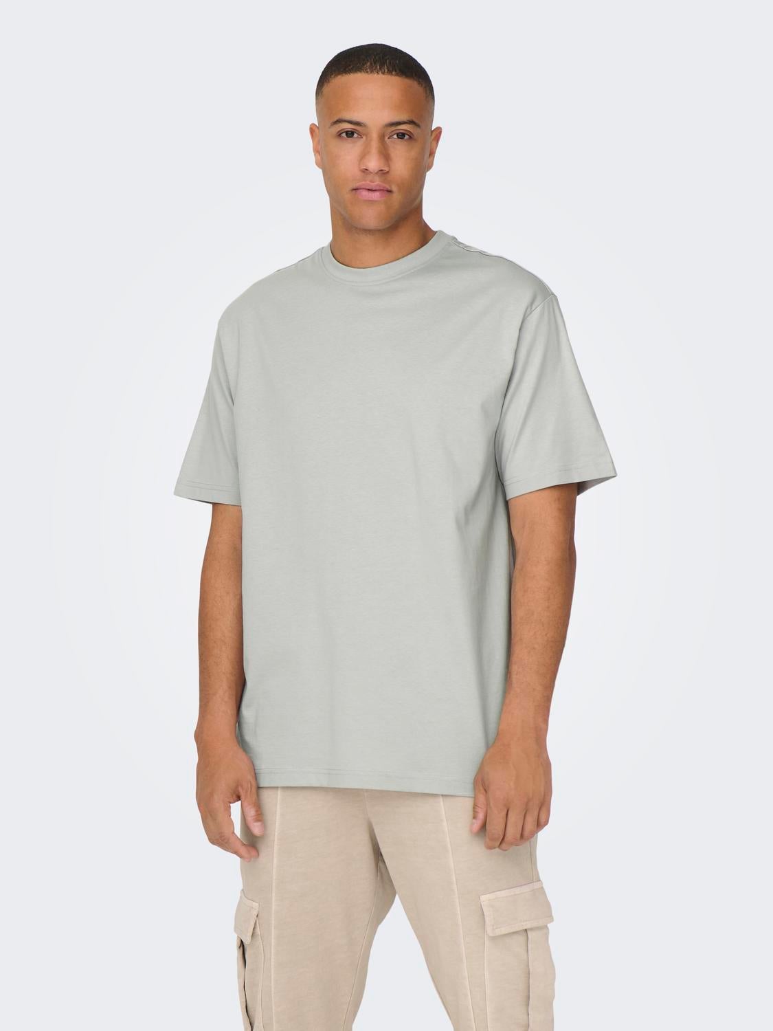 Relaxed Fit Round Neck T-Shirt | Light Grey | ONLY & SONS®