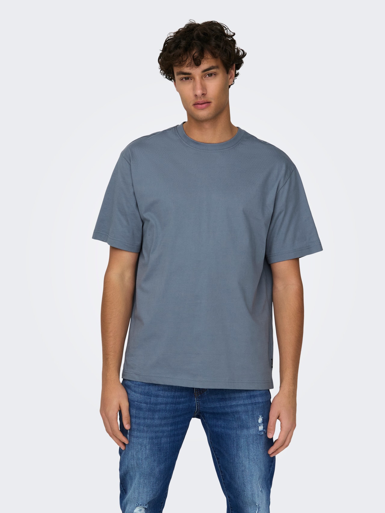 ONLY & SONS Relaxed Fit Round Neck T-Shirt -Flint Stone - 22022532