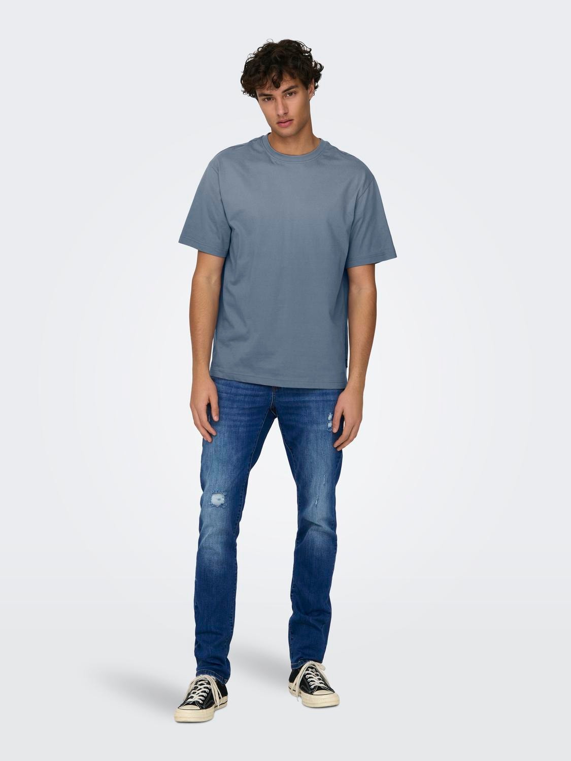 ONLY & SONS T-shirts Relaxed Fit Col rond -Flint Stone - 22022532