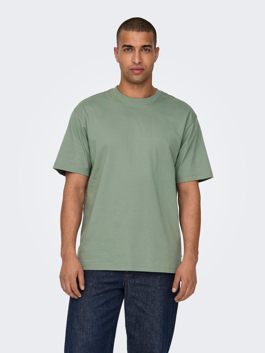 ONLY & SONS Avslappnad O-ringning T-shirt -Hedge Green - 22022532