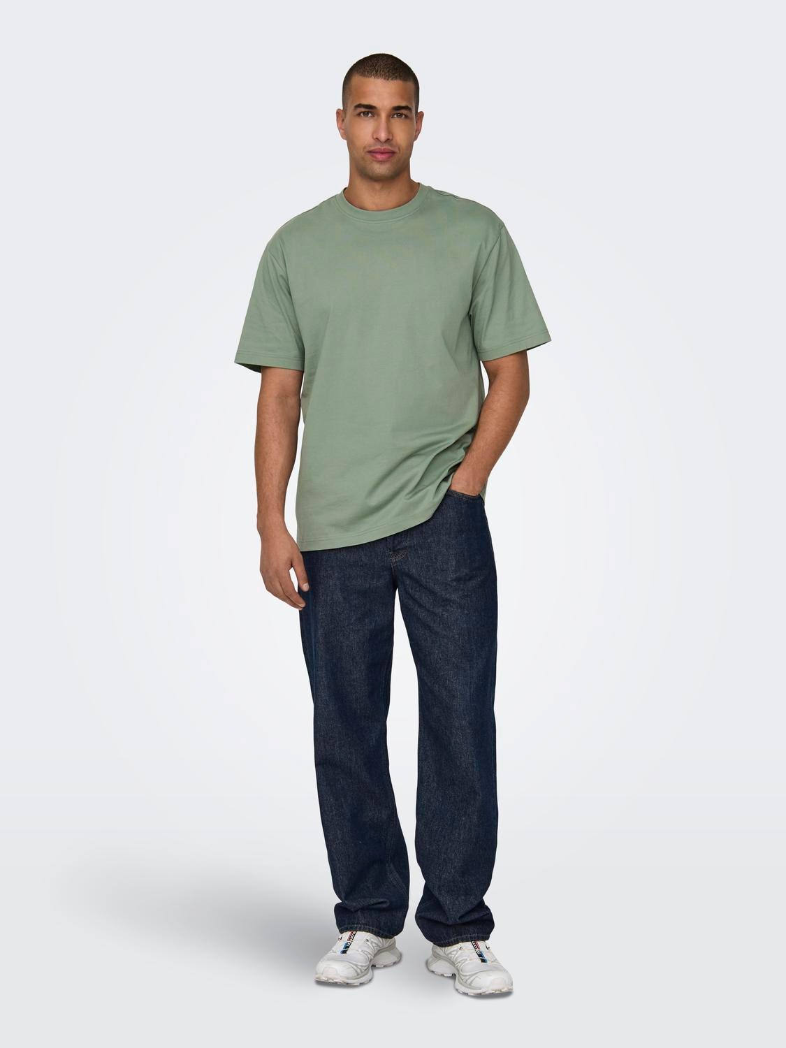 ONLY & SONS Relaxed Fit O-hals T-skjorte -Hedge Green - 22022532