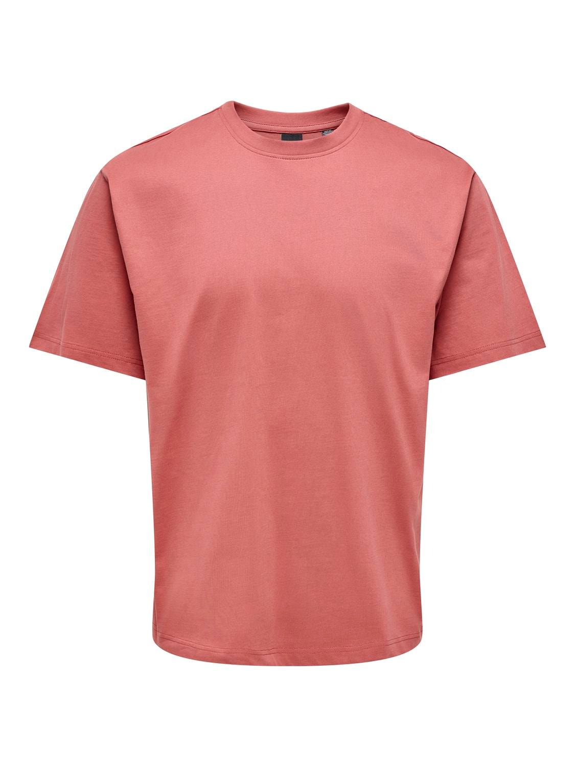 ONLY & SONS Relaxed Fit Round Neck T-Shirt -Dusty Cedar - 22022532