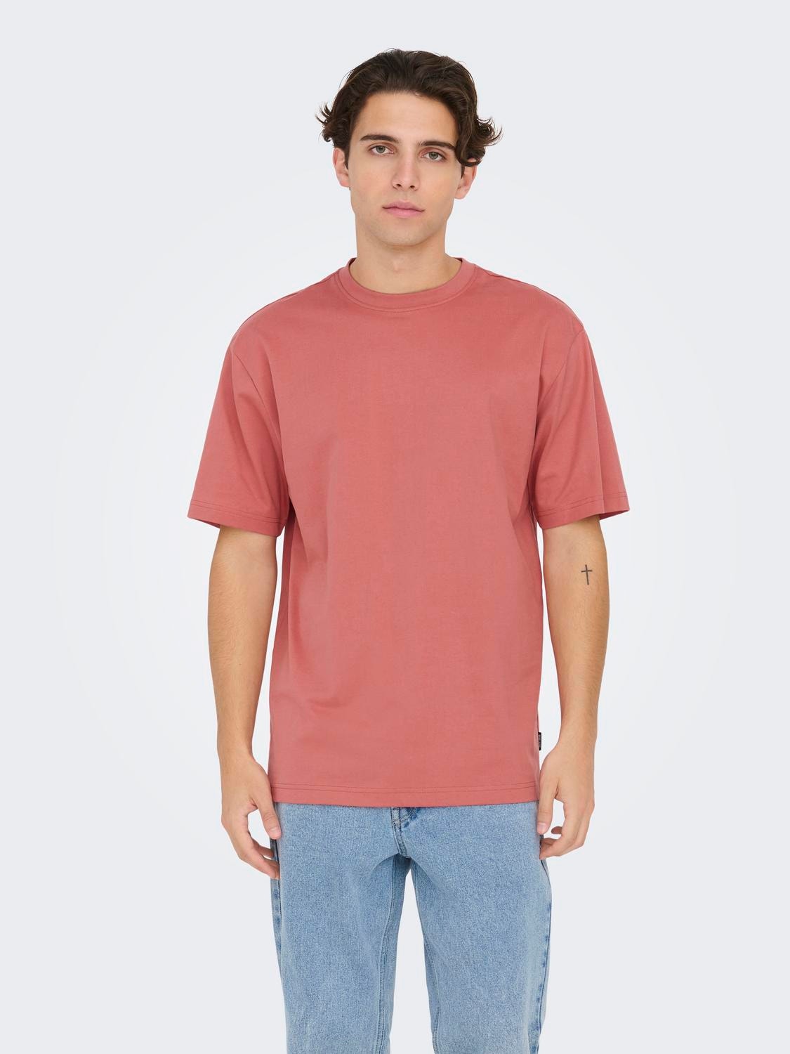 ONLY & SONS T-shirts Relaxed Fit Col rond -Dusty Cedar - 22022532