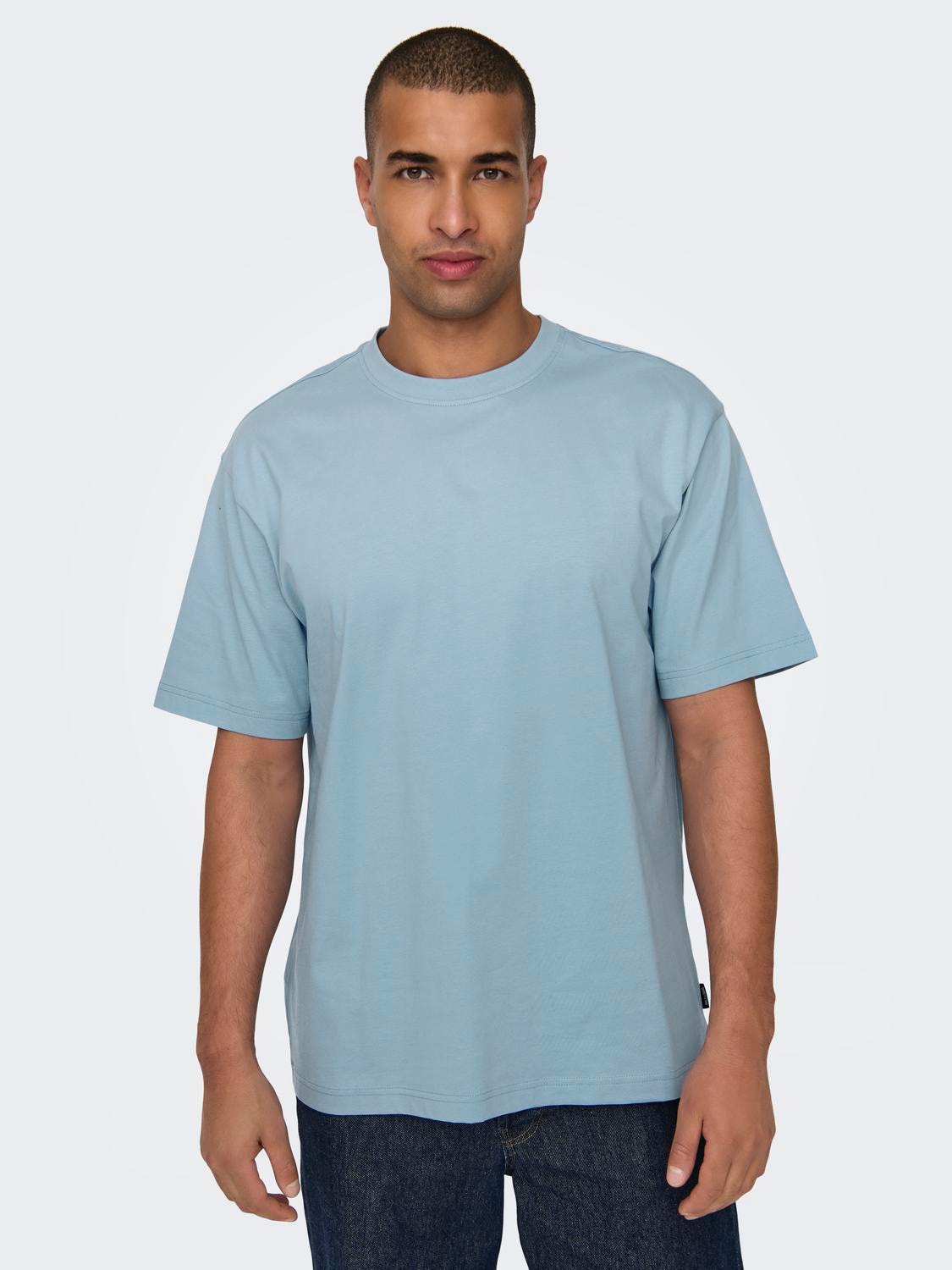 ONLY & SONS T-shirts Relaxed Fit Col rond -Glacier Lake - 22022532