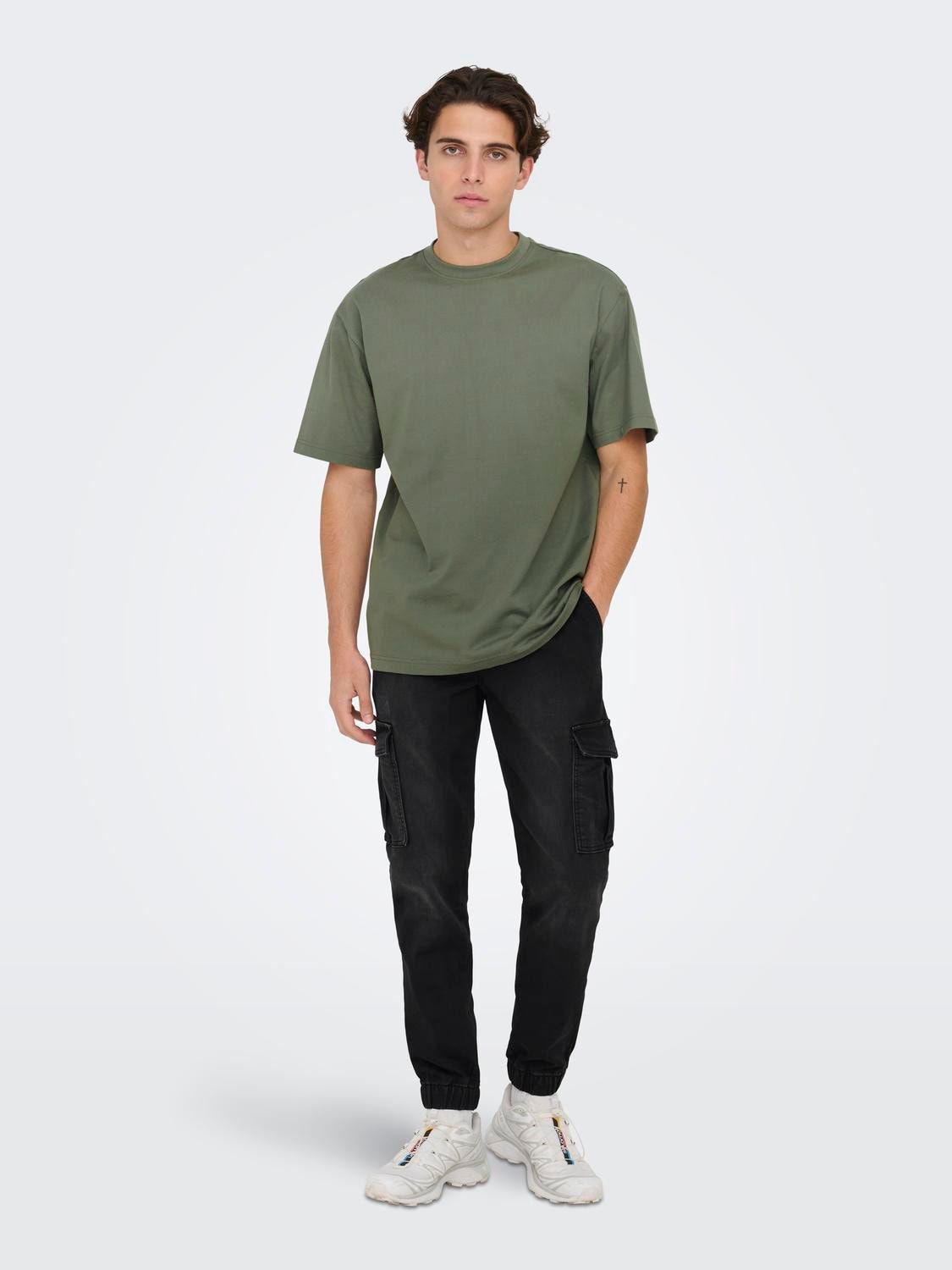 ONLY & SONS Camisetas Corte relaxed Cuello redondo -Castor Gray - 22022532
