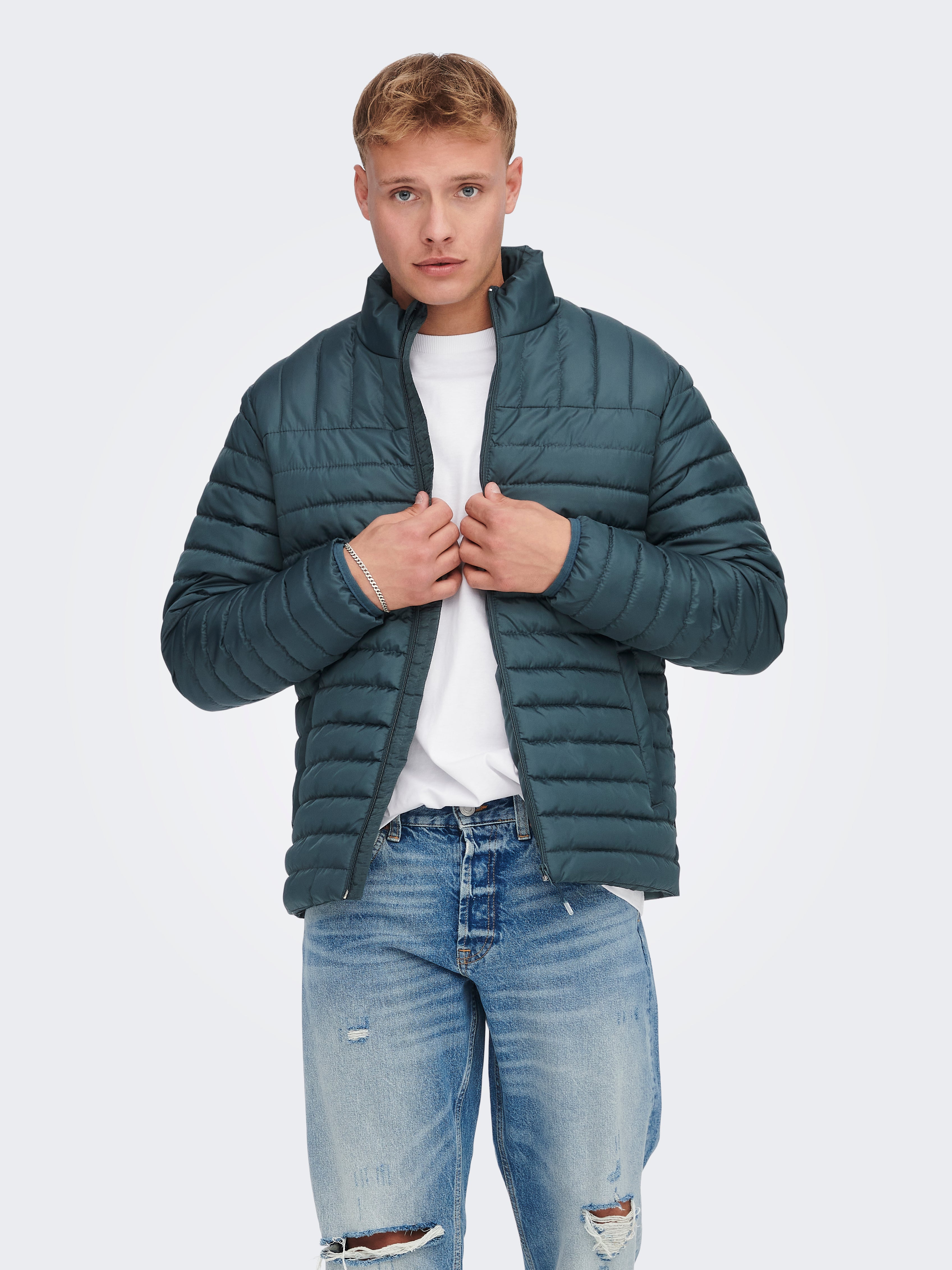 オンリーアンドサンズ メンズ Only Potting Sons brown cord in jacket oversized puffer soil アウター  ジャケット ブルゾン 爆売りセール開催中 ジャケット