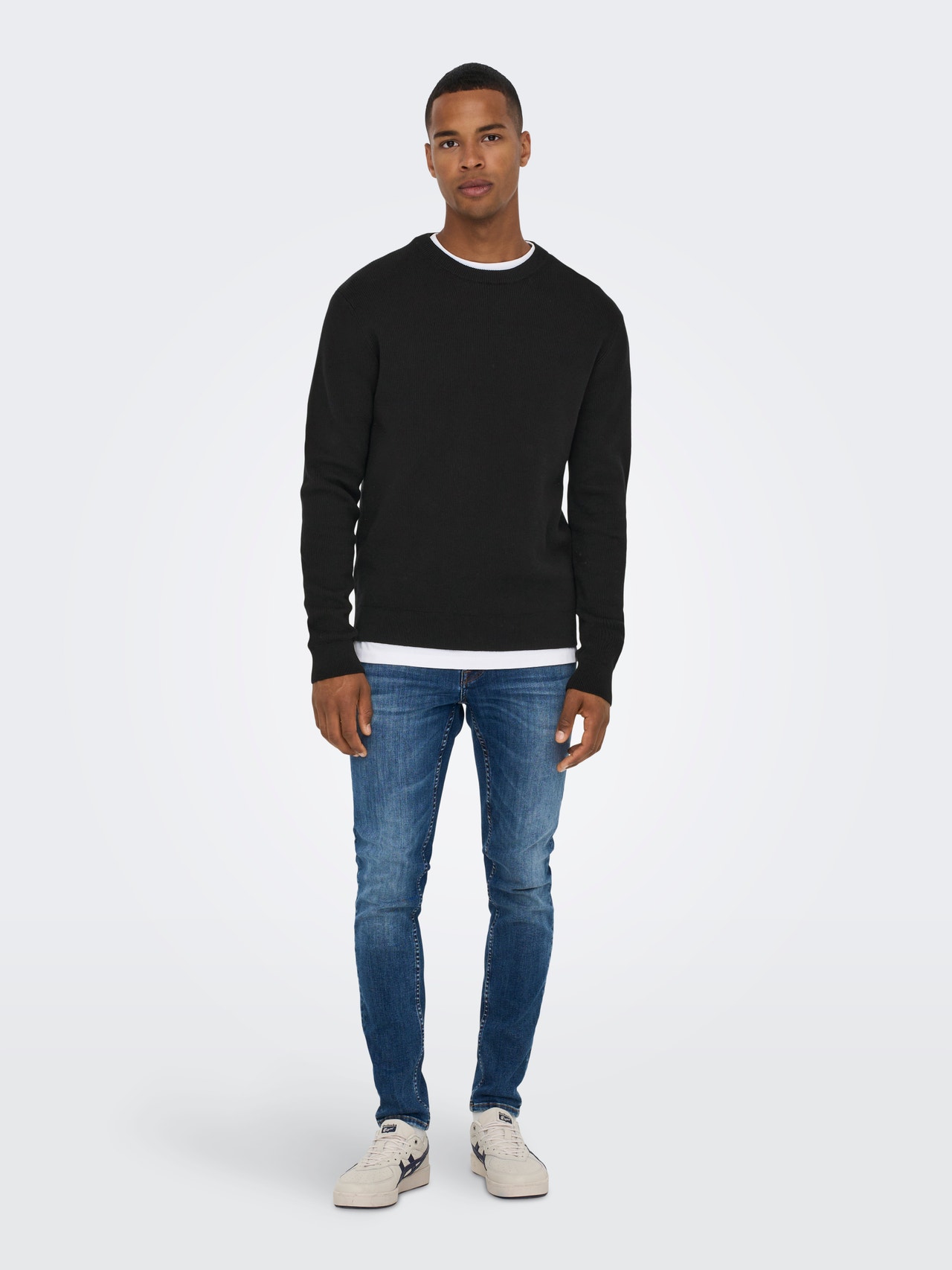 ONLY & SONS Solid color knitted pullover -Black - 22022855