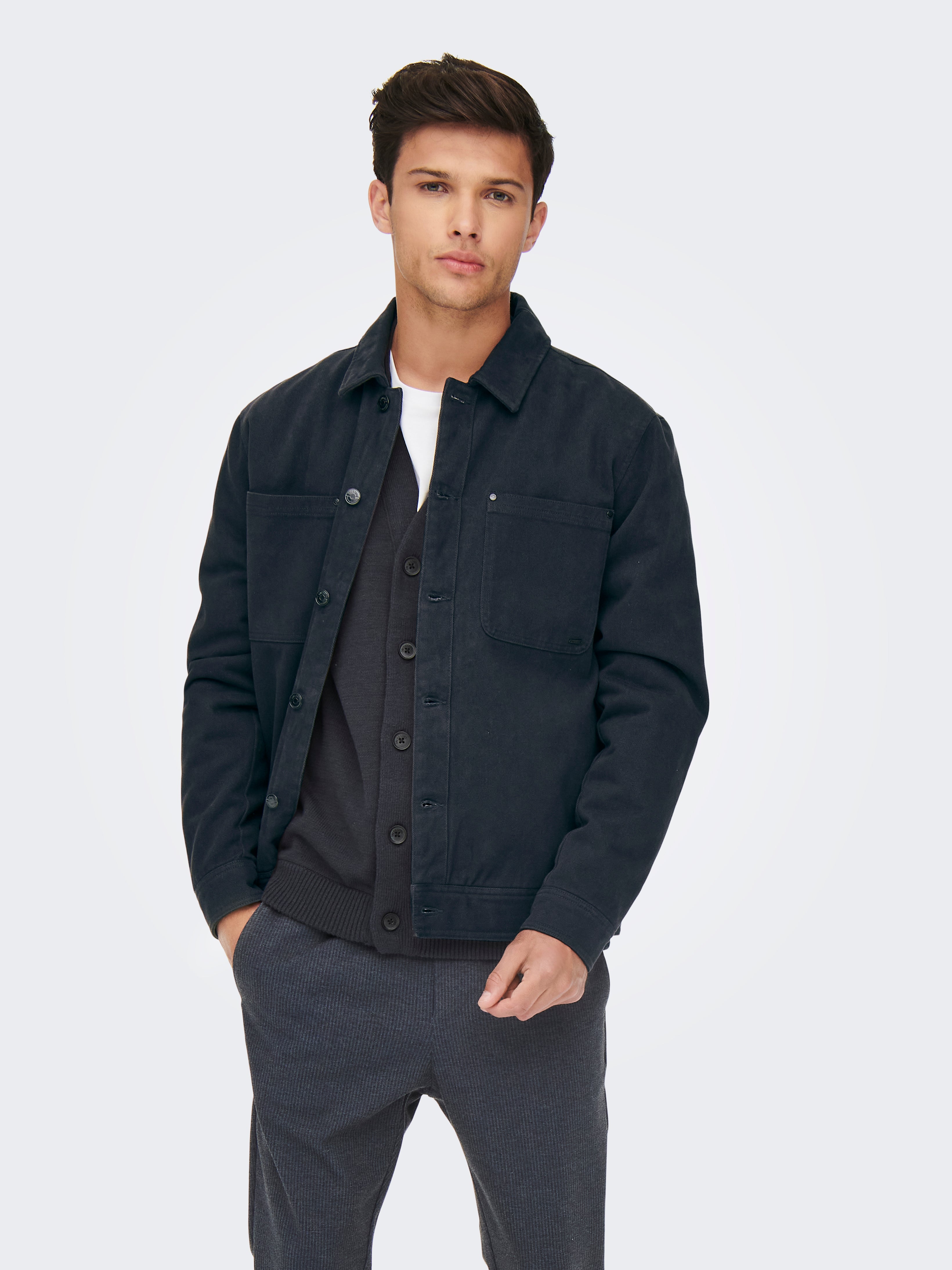 Only and sons hot sale black denim jacket