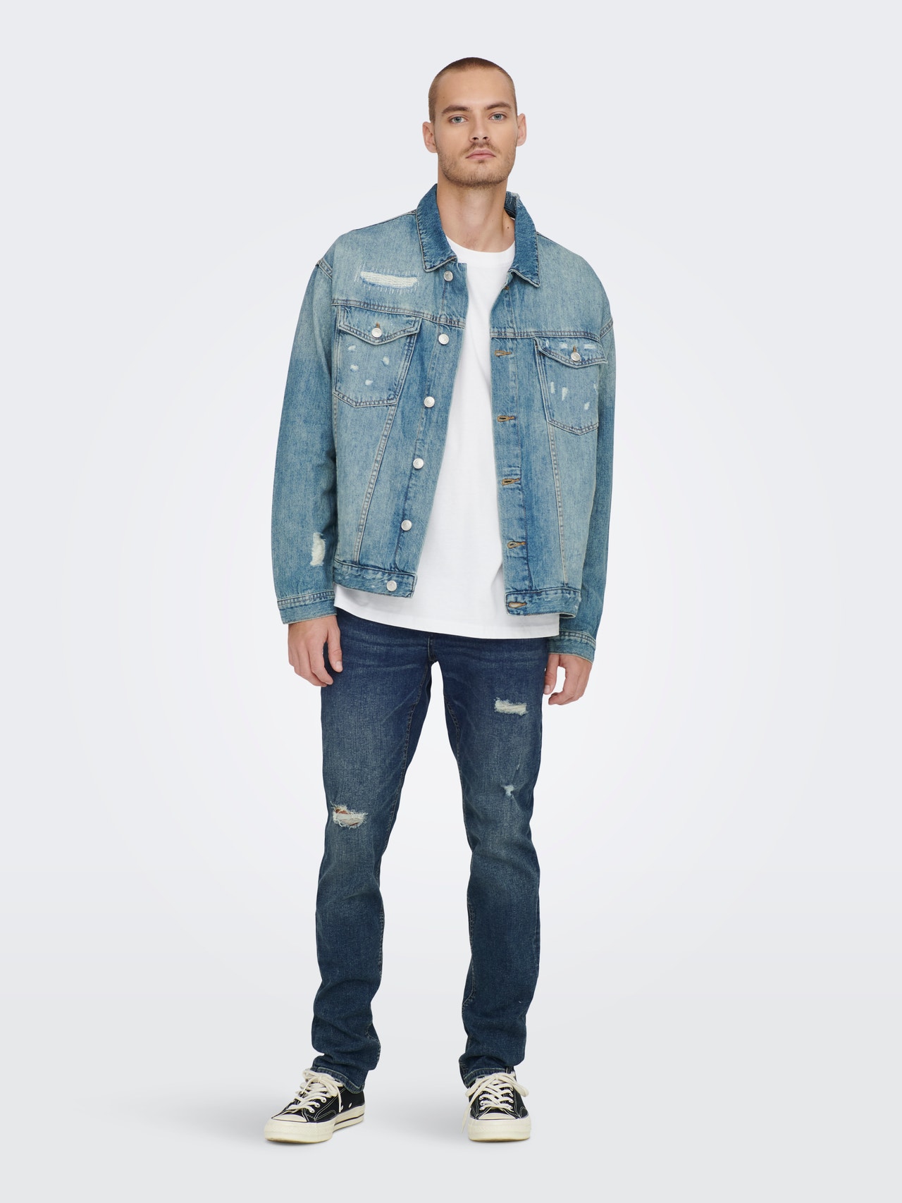 ONLY & SONS Slim Fit Middels høyt snitt Jeans -Blue Denim - 22022946